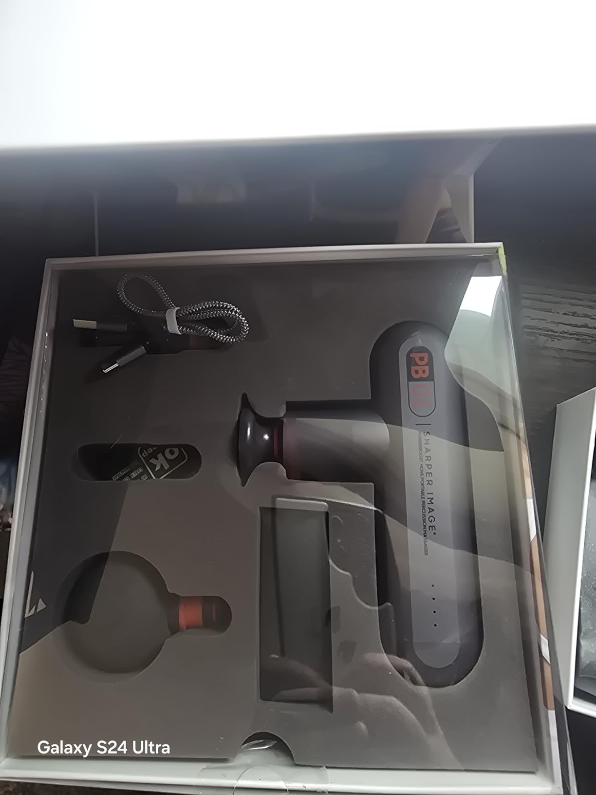 Sharper Image Powerboost Move - Mini Percussion Massage Gun, 4 Attachments, 4 Speeds, FSA Eligible, Full Body Back & Shoulder Massager, Deep Tissue Muscle Recovery, Portable Pain Relief Massage Tool customer photo 2
