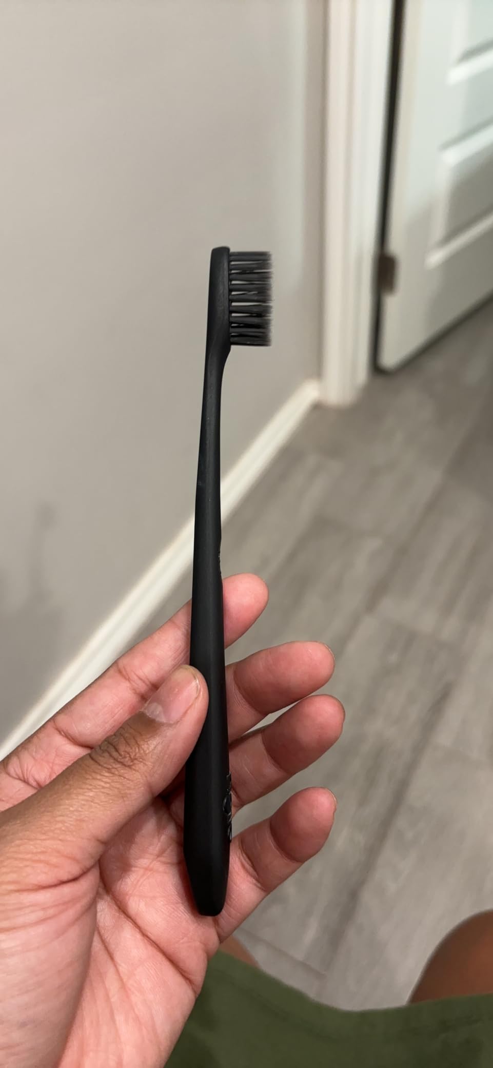 Hello Soft Bristle Adult Charcoal Toothbrush Pack, BPA-Free Soft Toothbrushes with Charcoal Infused Bristles, Gentle on Gums and Teeth, Ergonomic Handle Made with Plant-Based Materials, Black, 4 Pack customer photo 1