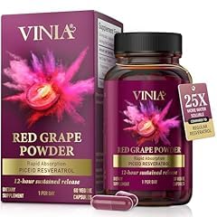 VINIA Piceid Resveratrol Supplement Capsules. Increases Blood Flow and Nitric Oxide. Blood Pressure and Heart Health Support | Antioxidant from Red Grapes | Non-GMO, 30 Count customer photo 1
