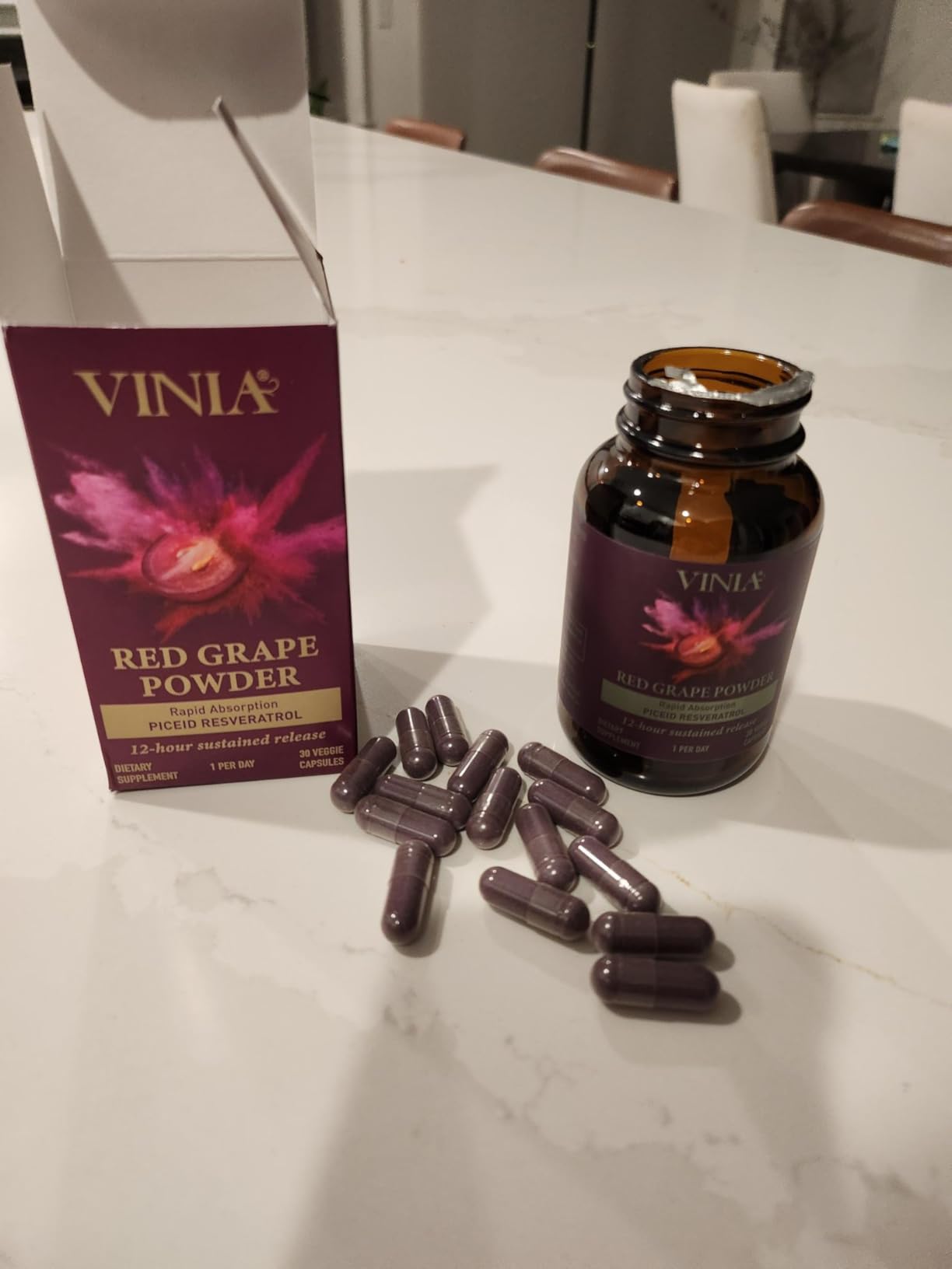 VINIA Piceid Resveratrol Supplement Capsules. Increases Blood Flow and Nitric Oxide. Blood Pressure and Heart Health Support | Antioxidant from Red Grapes | Non-GMO, 30 Count customer photo 2