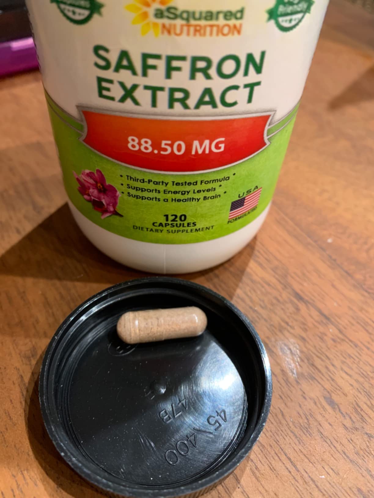 aSquared Nutrition Saffron Supplements - 120 Capsules - Saffron Extract Supplement Pills for Energy, Focus and Mood - Pure Saffron Alternative to Powder, Tea, Threads & Gummies customer photo 2