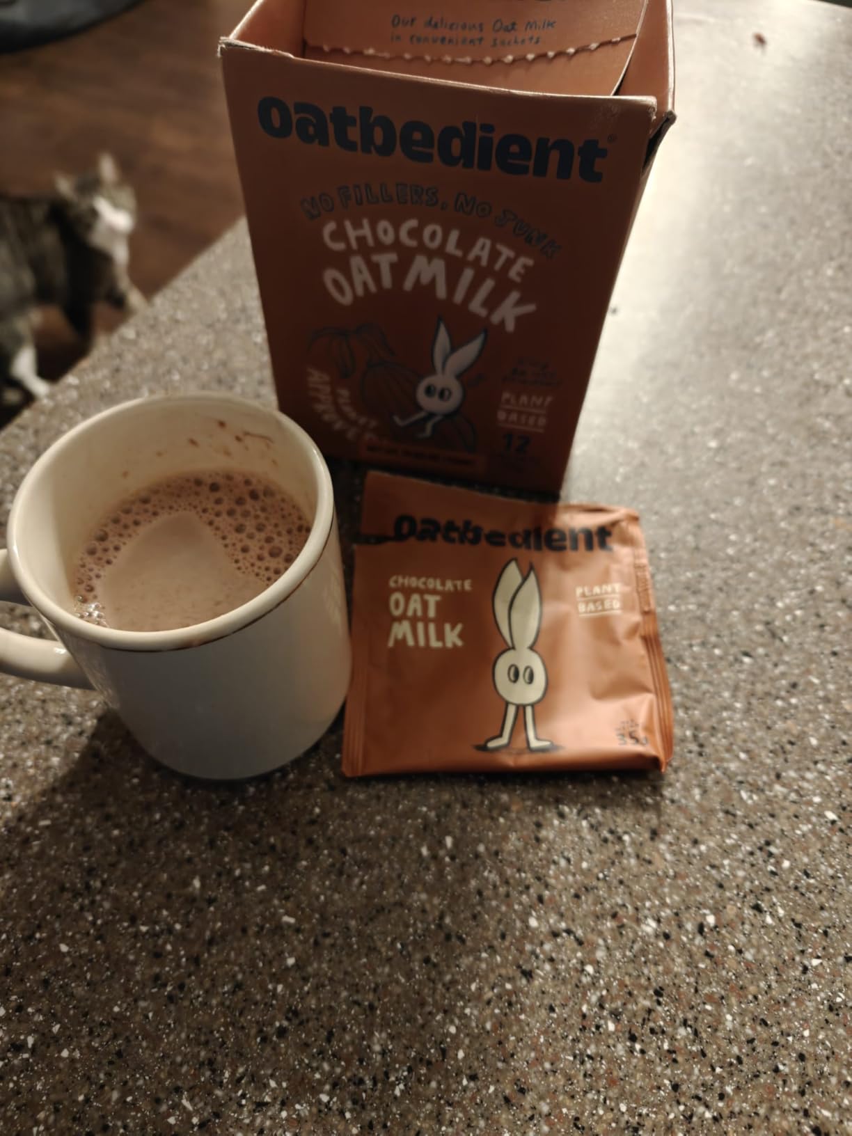 Oatbedient 10 oz Chocolate Oat Milk Powder, 12 Sachets, Non-Dairy Milk Powder, NGMO, Vegan, No Preservatives, Lactose Free Milk customer photo 1