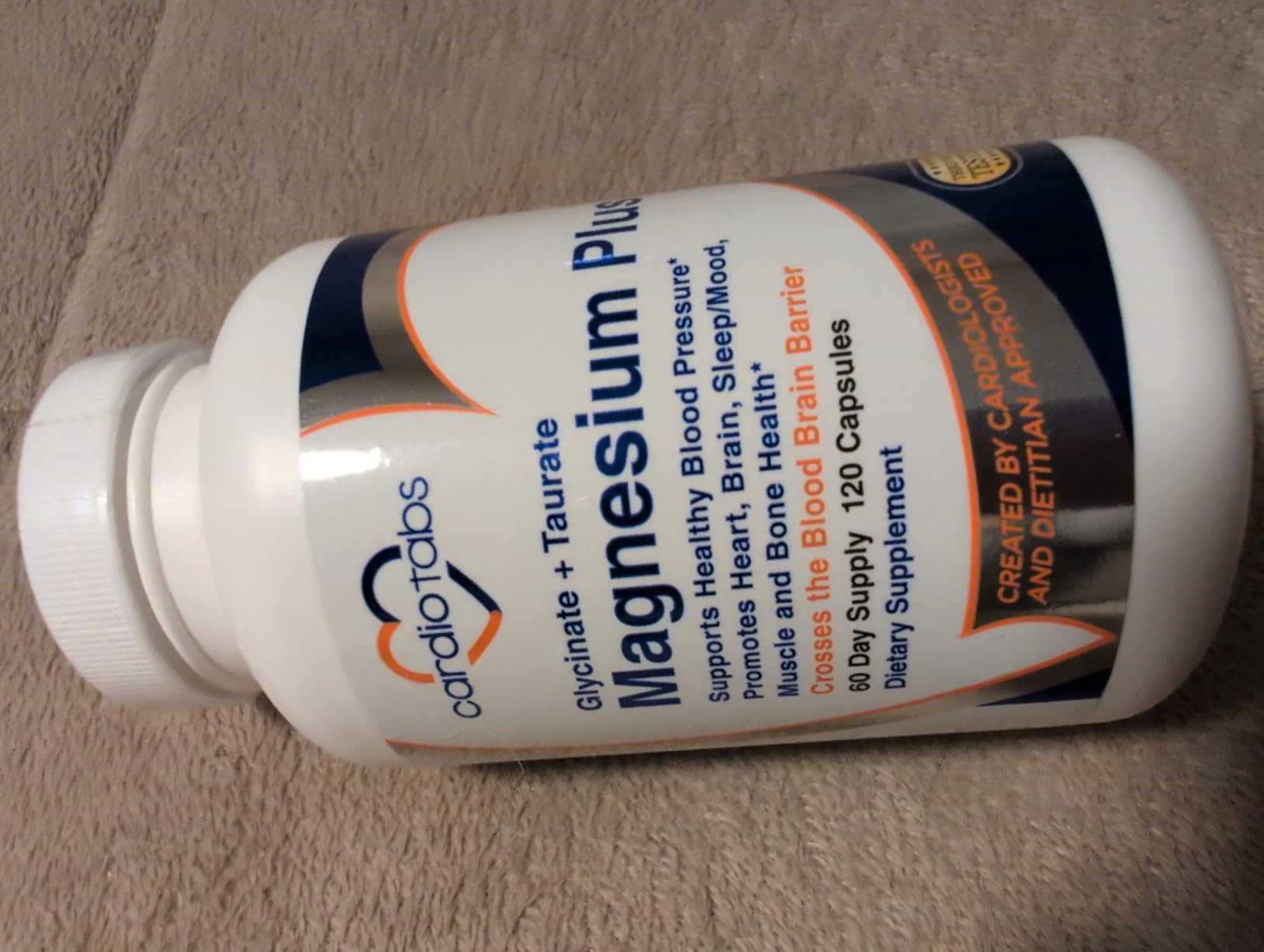 Magnesium Plus - 200 mg of Magnesium Glycinate and Magnesium Taurate for Blood Pressure, Heart, Brain, Sleep & Mood Support - Highly Concentrated and Well Absorbed - 120 Capsules customer photo 1