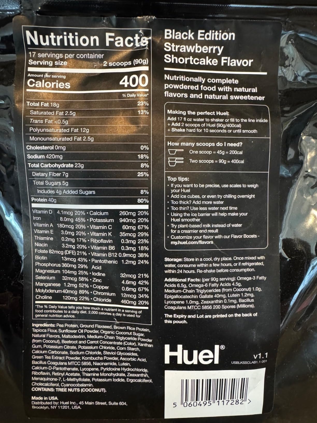 Huel Black Edition | Strawberry 40g Vegan Protein Powder | Nutritionally Complete Meal | 27 Vitamins and Minerals, Gluten Free | 17 Servings customer photo 2
