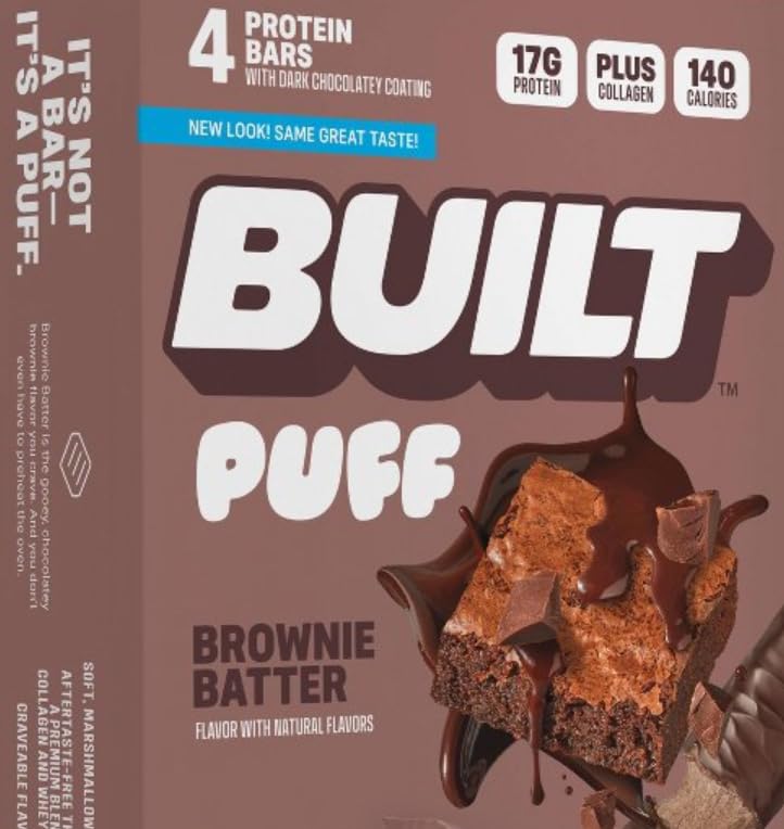 BUILT Puff Protein Bars, Brownie Batter, 17g Protein - 12 Count | Protein Snack Bar with Collagen, Calorie Conscious, Gluten Free customer photo 2