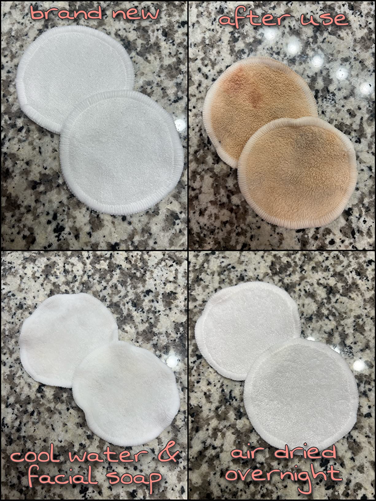 ProCIV Reusable Makeup Remover Pads - 25 Pack Washable Organic Cotton Rounds for All Skin Types & Toner with Laundry Bag, Eco Friendly Zero Waste Reusable Cotton Pads Travel Gadgets (Black) customer photo 2