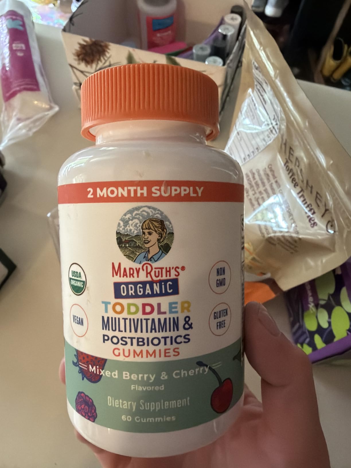 MARYRUTH'S Kids Vitamins USDA Organic | Multivitamin Gummies + Postbiotics for Ages 4+ | Multivitamin for Kids with Lactobacillus Rhamnosus | Children's Vitamins | Vegan | Non-GMO | 60 Count customer photo 1