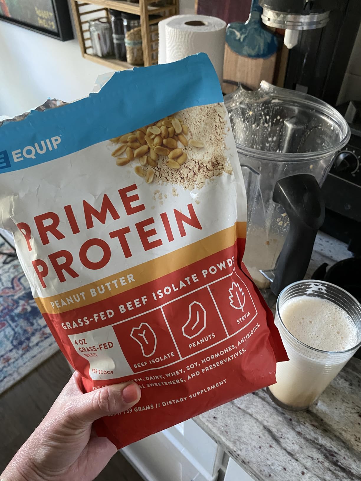 Equip Prime Peanut Butter Protein Powder - Gut-Friendly, No Sugar Protein Shake Powder with Grass-Fed Beef & Natural Collagen - Rich & Creamy Mix - 21g Per Serving - Whey & Dairy-Free (30 Scoops) customer photo 1