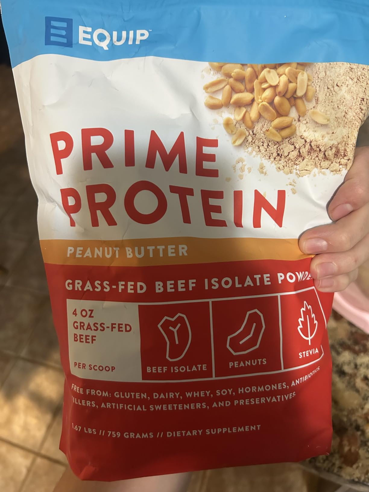 Equip Prime Peanut Butter Protein Powder - Gut-Friendly, No Sugar Protein Shake Powder with Grass-Fed Beef & Natural Collagen - Rich & Creamy Mix - 21g Per Serving - Whey & Dairy-Free (30 Scoops) customer photo 2