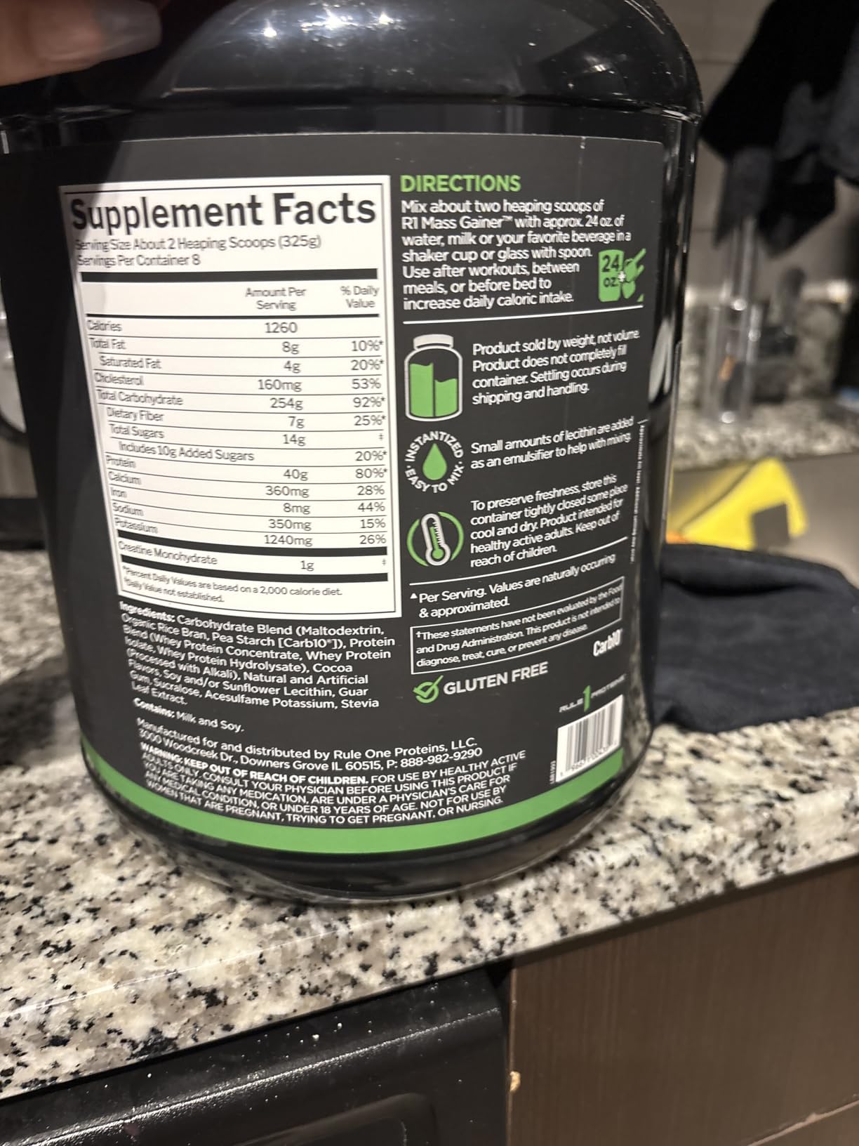 Rule 1 Proteins Mass Gainer, Chocolate Fudge, 8 Servings | High-Calorie Weight Gain Formula with 1,220+ Calories, 250g+ Complex Carb Blend, 40g All-Whey Protein Per Serving customer photo 1