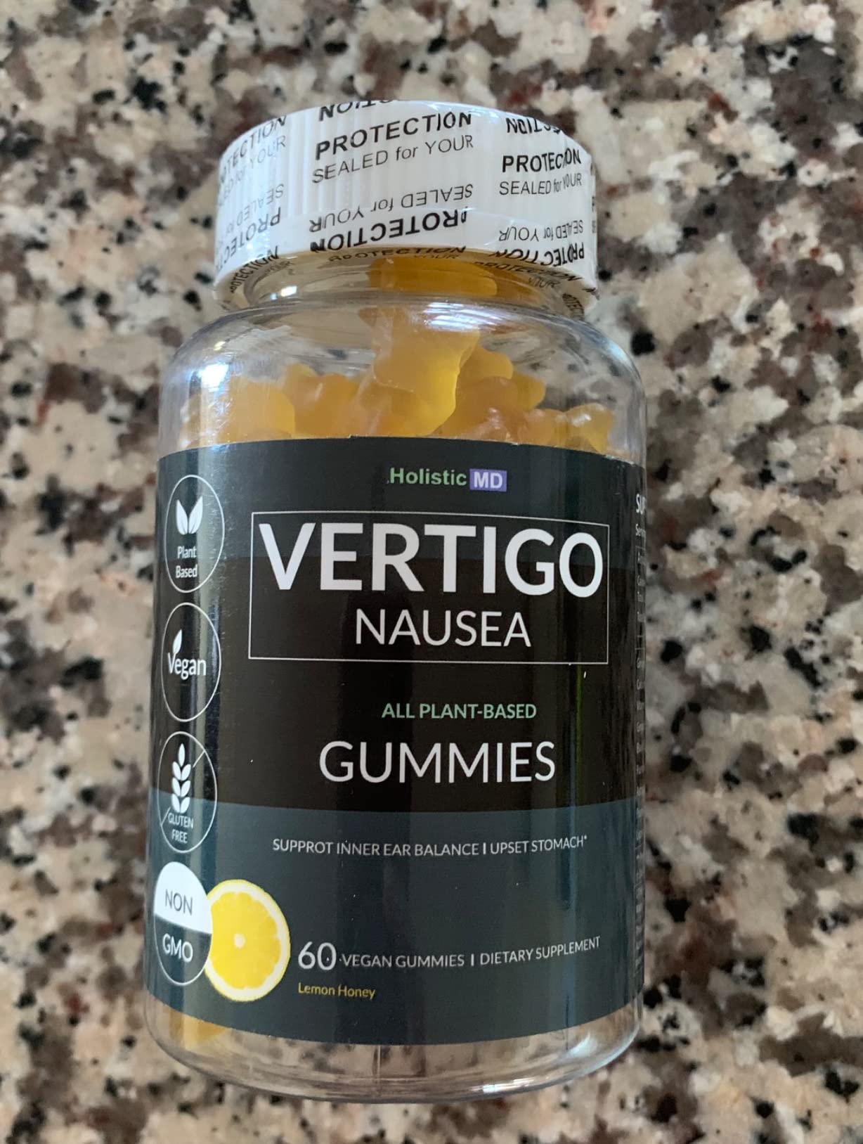 Vertigo relief products clinically studied Kudzu Gingko Astragalus Ginger Black Cohosh & Peony flower | Nausea Vertigo Dizziness Relief | Plant-Based formula Non GMO | Lemon flavor 60 Gummies customer photo 2