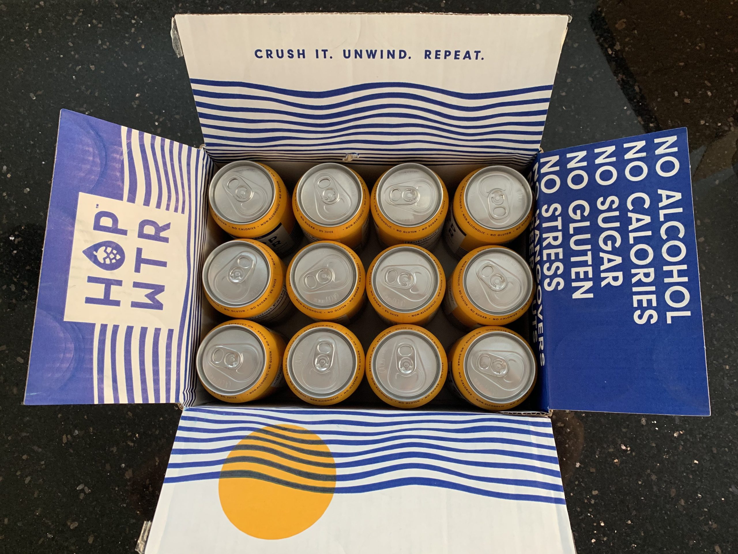 HOPWTR Mango Sparkling Hop Water, Non Alcoholic Beer Alternative Drink with Adaptogens, Nootropics & Vitamin C, Zero Sugar, Zero Calorie, Gluten Free Alcohol Free NA Beverage, 12oz Cans (6 Pack) customer photo 1