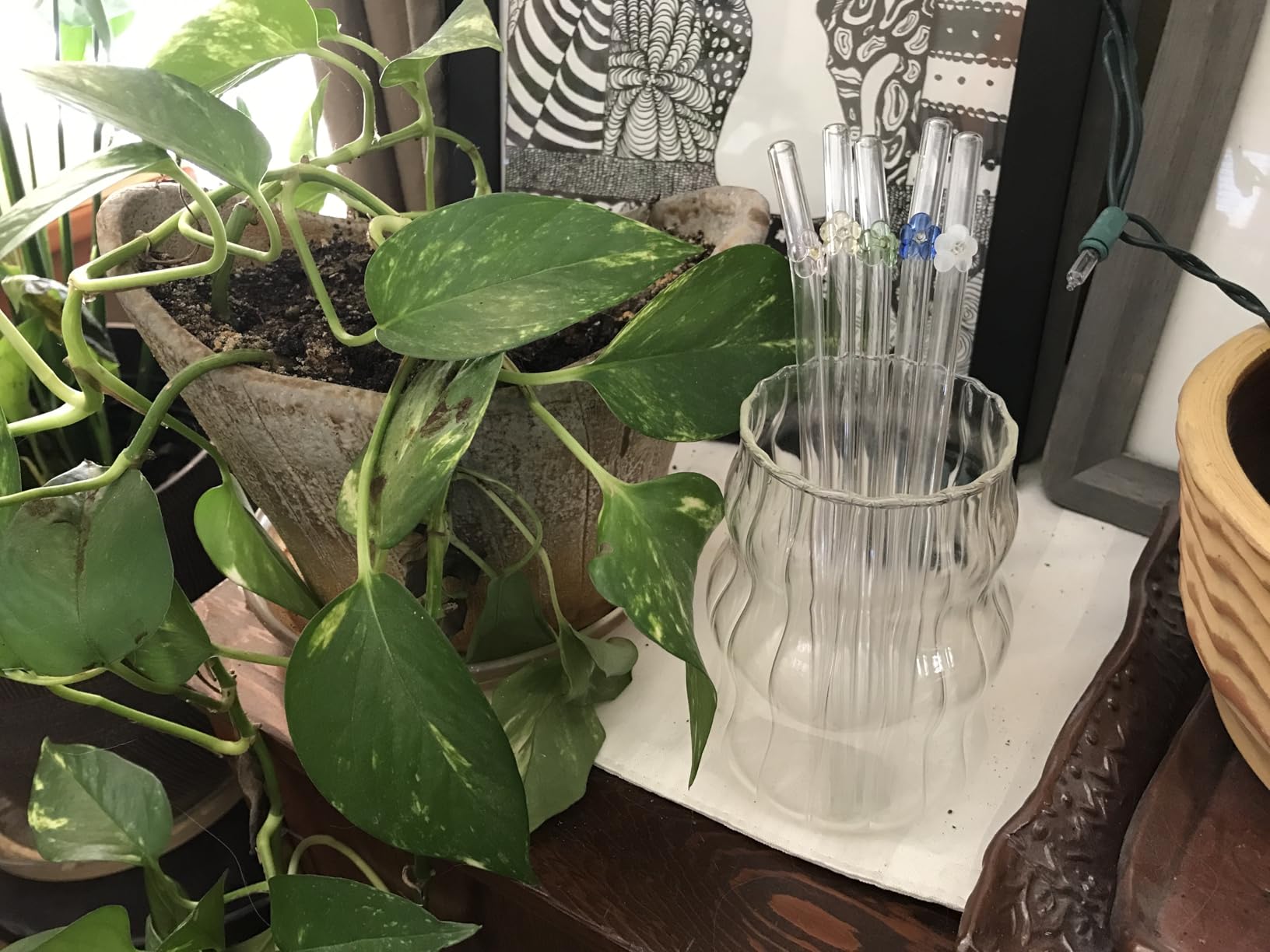 6 Pack Reusable Glass Straws, 7.9