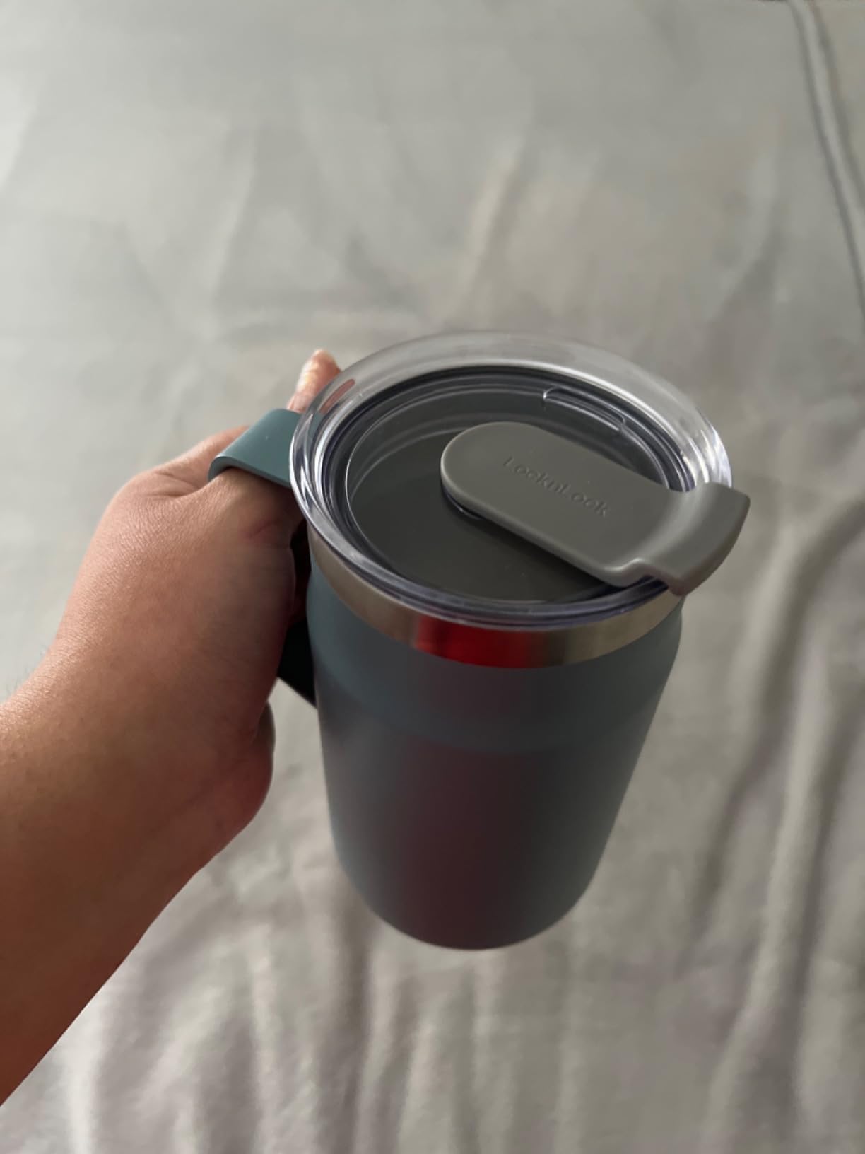 LocknLock Metro Mug, Premium 18/8 Stainless Steel, Double Wall Insulated, Portable Coffee Cup with Lid and Handle, Purple, 16 oz customer photo 1