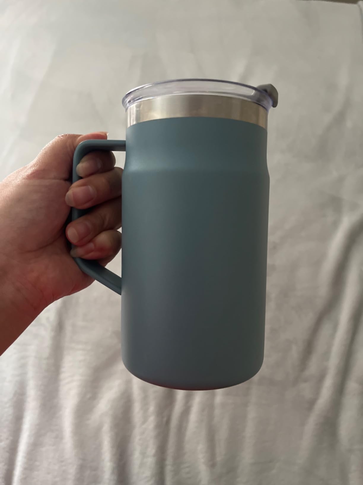 LocknLock Metro Mug, Premium 18/8 Stainless Steel, Double Wall Insulated, Portable Coffee Cup with Lid and Handle, Purple, 16 oz customer photo 2