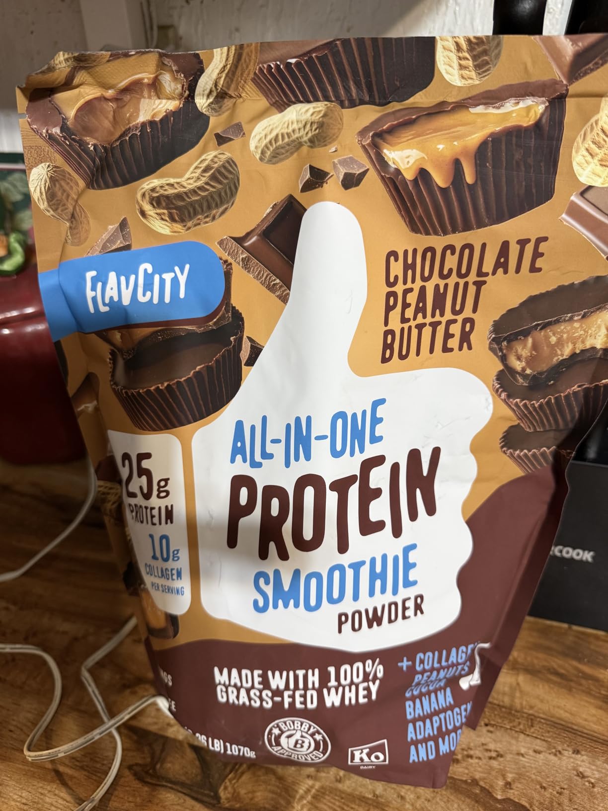 FlavCity Grass Fed Whey Chocolate Protein Powder - Chocolate Peanut Butter - 25g Protein & 10g Collagen - Made with Organic Cocoa & Coconut Milk - Gluten Free & No Added Sugars (20 Servings) customer photo 1