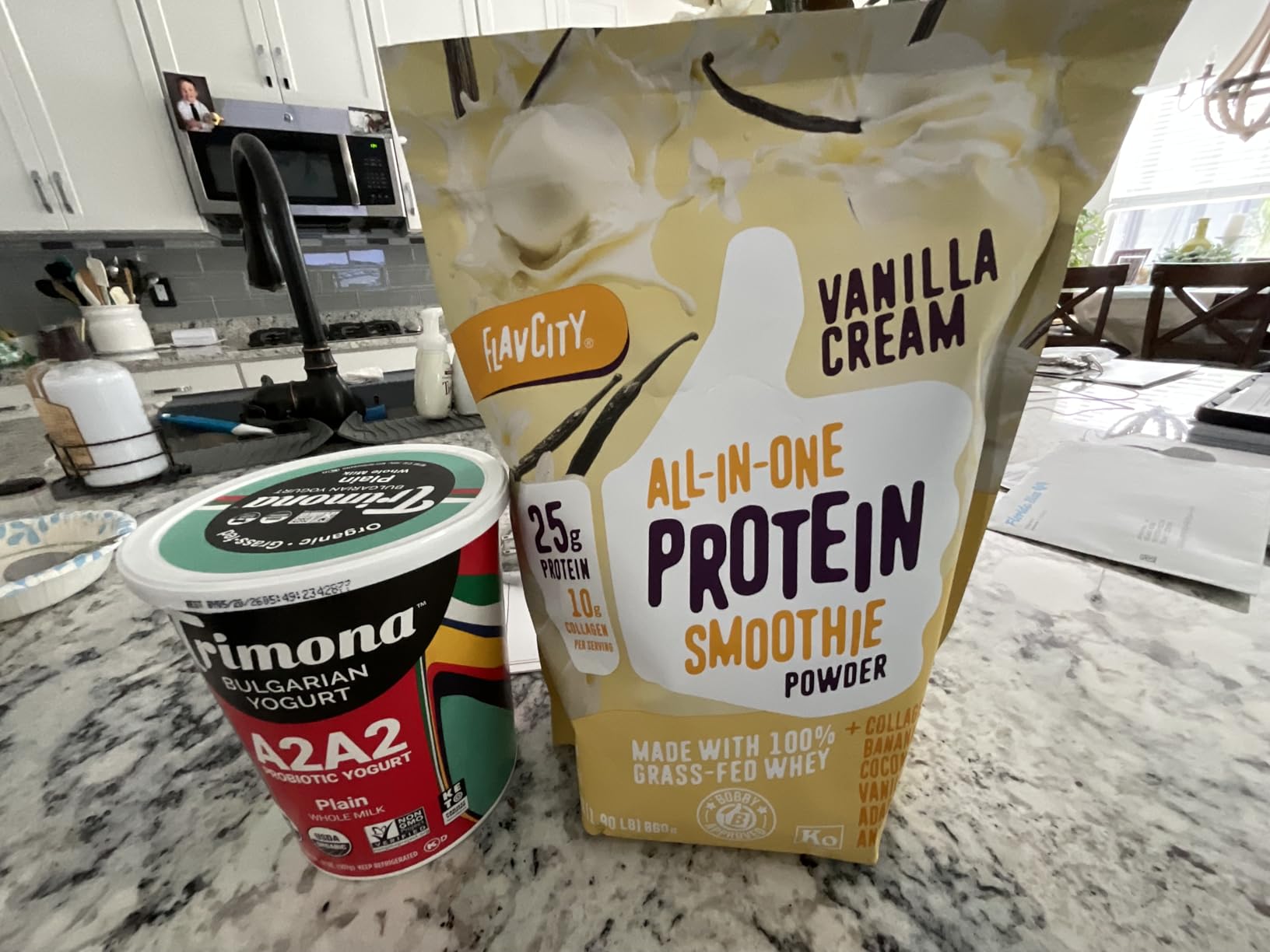 FlavCity Vanilla All in One Protein Shake Powder - On the Go Meal Alternative + Collagen Peptides, Reishi & Cordyceps - Focus, Skin, Hair & Joint Support - 100% Grass Fed Whey, 20 Servings customer photo 1