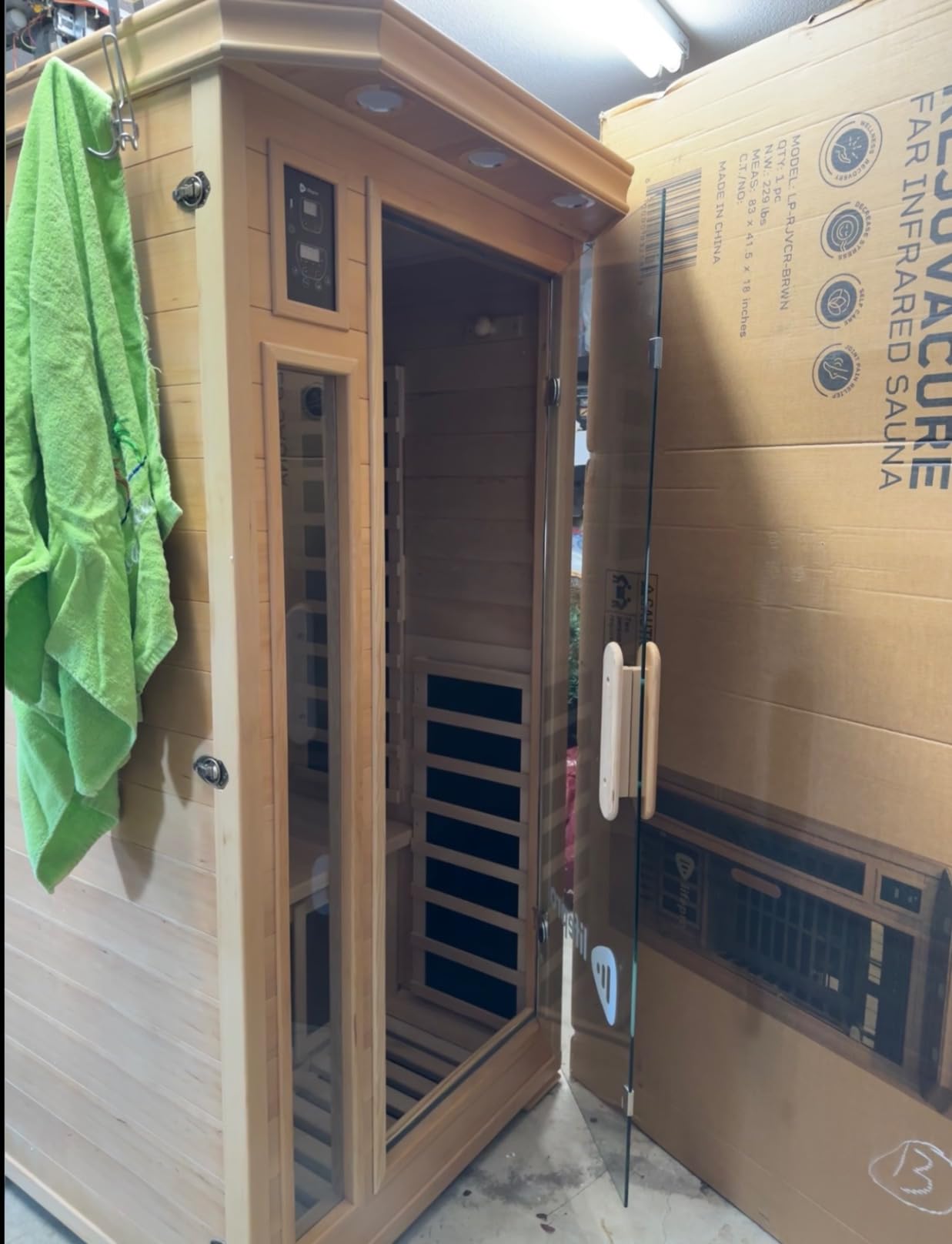 LifePro Rejuvacure 1 or 2 Person Indoor Sauna - Far Infrared Sauna for Home with Chromotherapy Lights - Carbon Fiber Panels, Tempered Glass Door, Canadian Hemlock Wood and Bluetooth Sound System customer photo 2