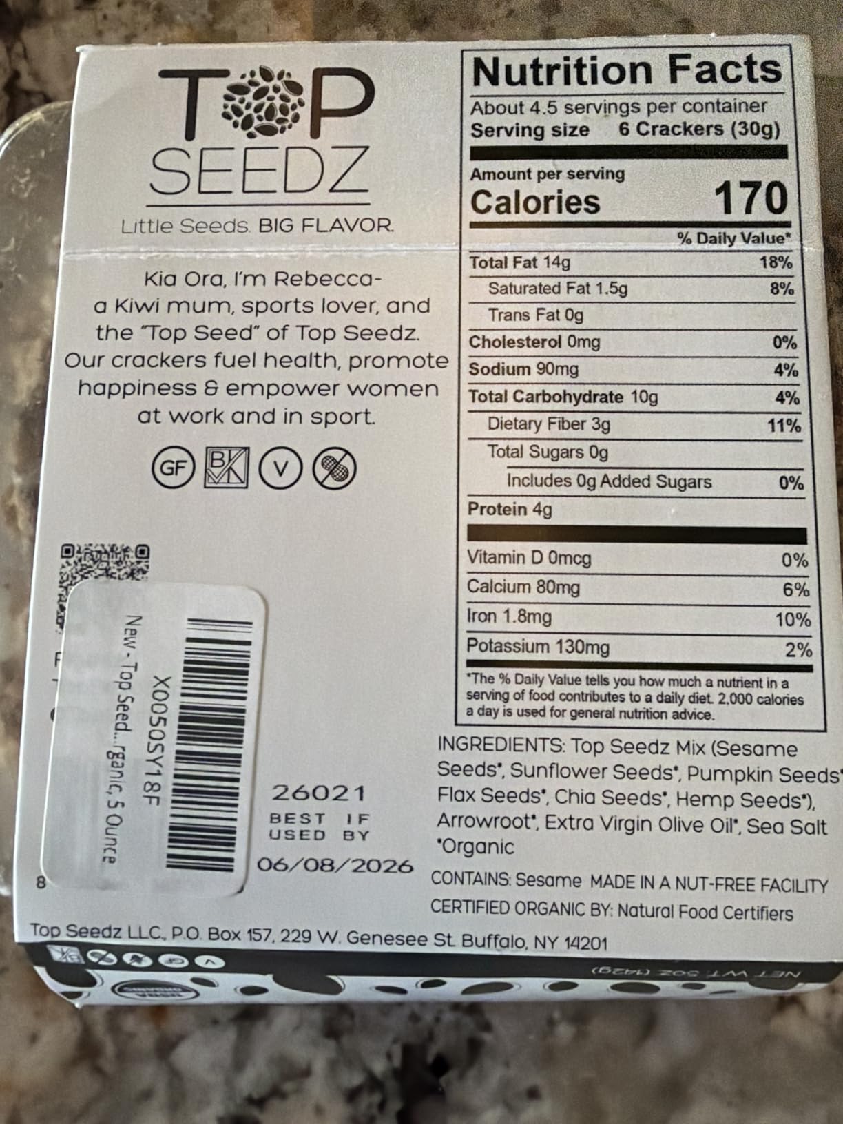 Top Seedz Crackers 6 Seed Organic, 5 Ounce customer photo 2