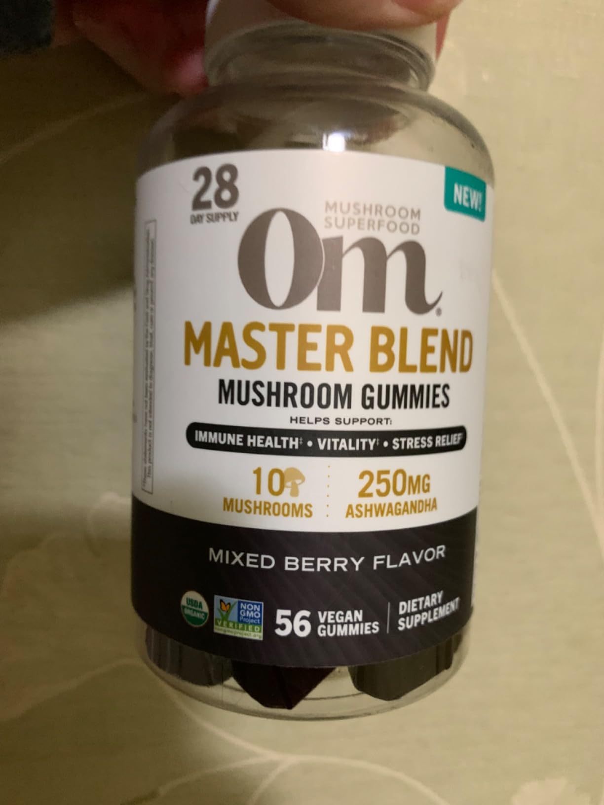 OM MUSHROOM SUPERFOOD Master Blend Mushroom Gummies - Organic 10-Mushroom Complex with Ashwagandha - Supports Immunity, Gut Health & Stress Relief - Mixed Berry Flavor - 28 Servings, 56 Count customer photo 1