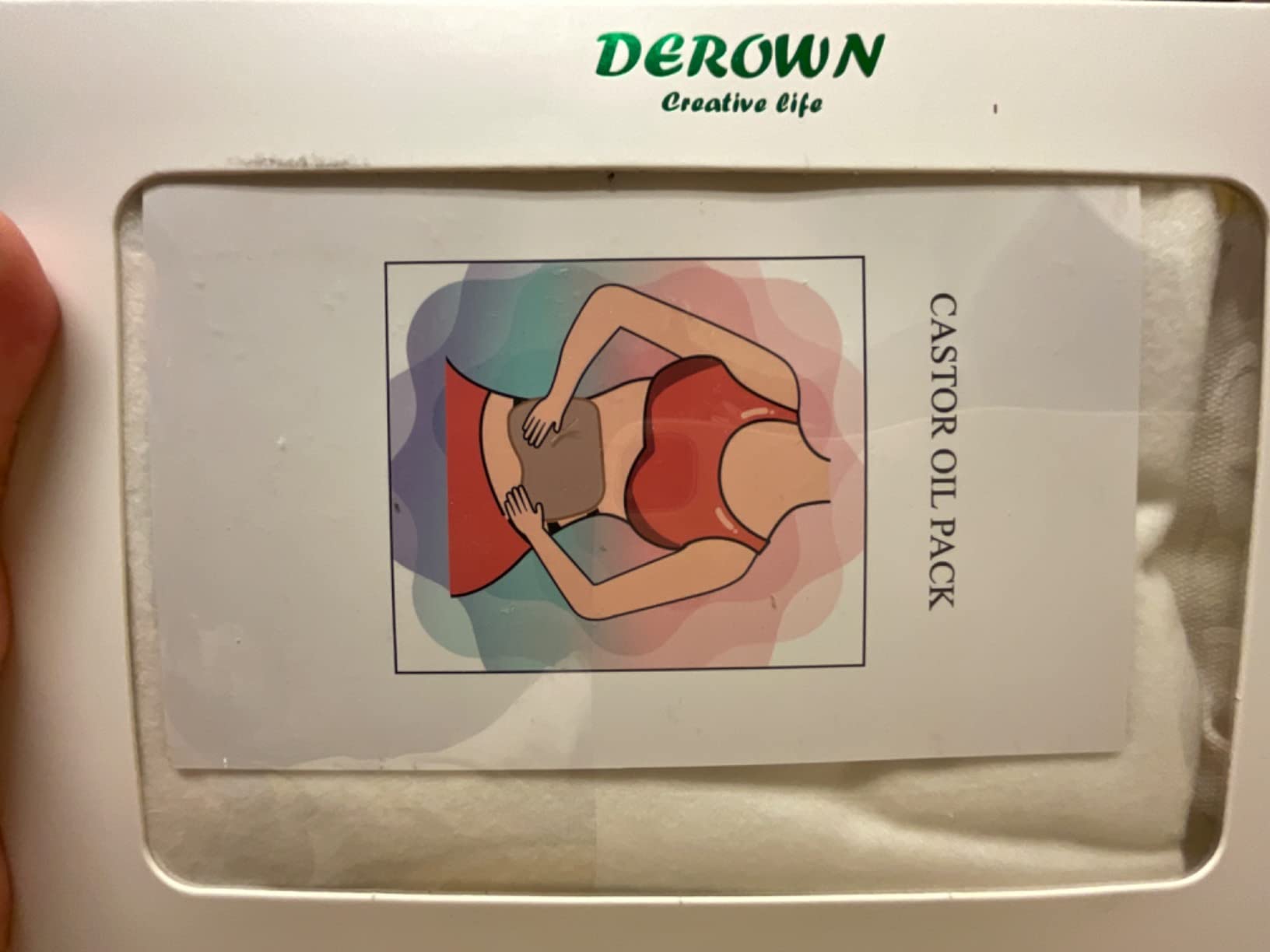 DEROWN Castor Oil Packs for Liver Detox, Less Mess Made of Organic Cotton Flannel & Waterproof PUL, Reusable Massage Castor Oil Pack Kit with Anti Oil Leak Design (Oil Not Included) customer photo 2