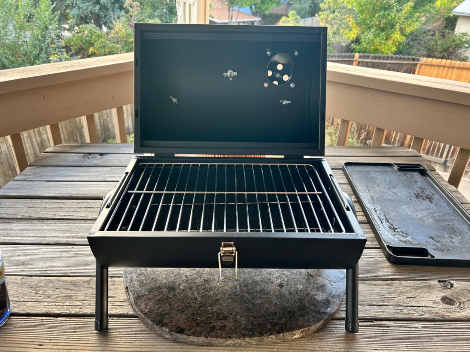 Joyfair Portable Charcoal Grill Set, Small Tabletop Barbecue Grill with Accessories Tools for Outdoor Camping BBQ Grilling Backyard Party Cooking, Heavy Duty & Innovative Design, Thermometer & Chimney customer photo 2