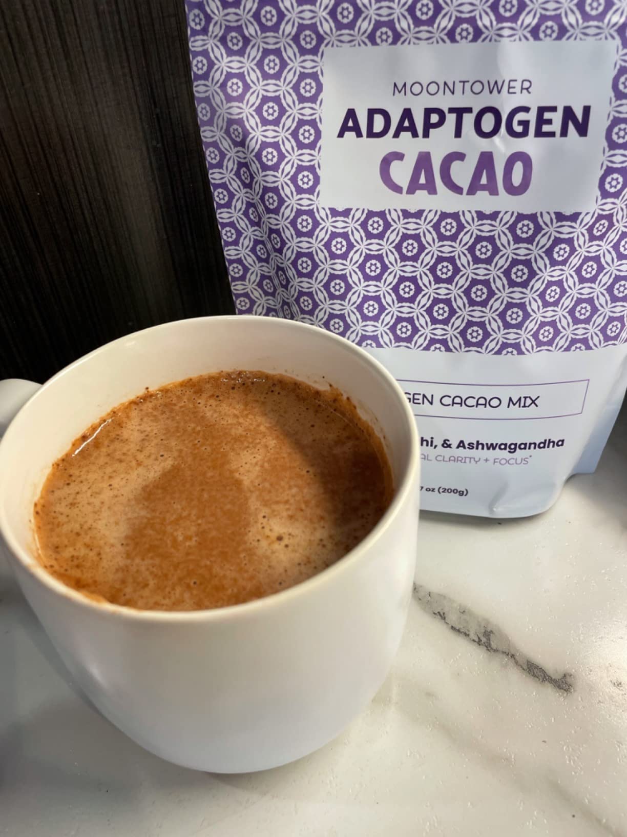Moontower Cacao Mushroom Coffee Alternative - Lions Mane, Reishi, & Ashwagandha Adaptogen Mushroom Blend - Keto-Friendly, Dairy-Free, for Healthy Lifestyle (7 oz) customer photo 2