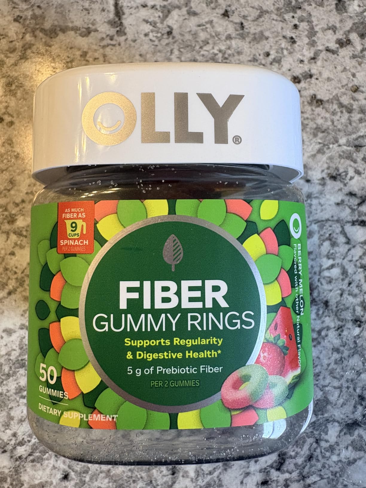 Olly, Fiber Gummy Rings, 5g Fos Prebiotic Fiber, Digestive Health Supplement, Strawberry Watermelon Flavored, 25 Day Supply, 50 Count customer photo 1