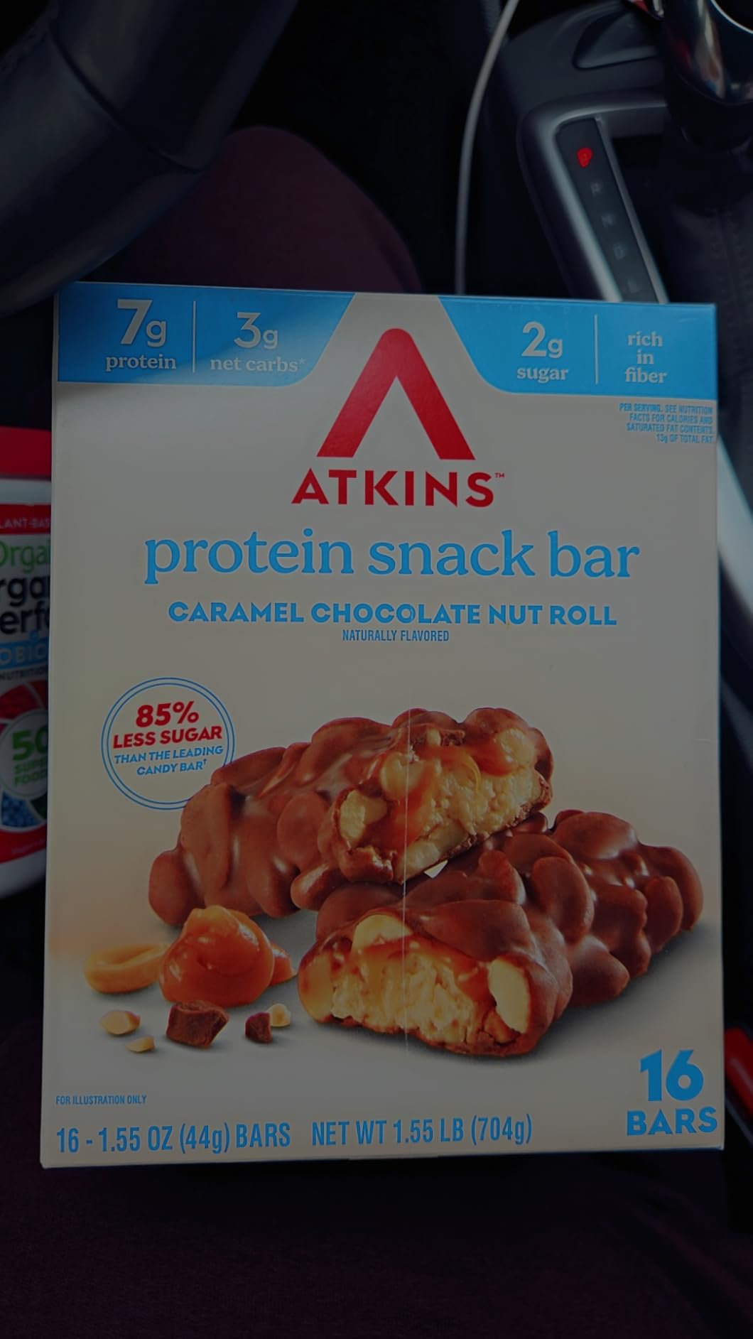 Atkins Caramel Chocolate Nut Roll Snack Bar, Protein Snack, 7g Protein, 2g Sugar, High Fiber Snack, 16 Count customer photo 1