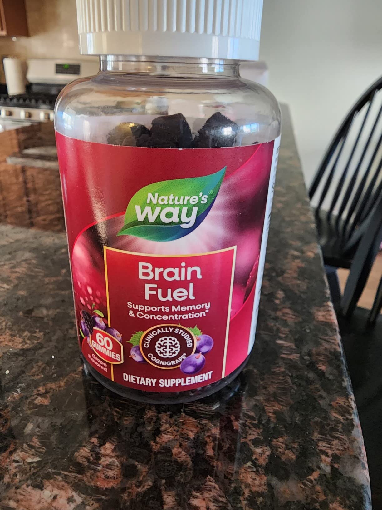 Nature's Way Brain Fuel Gummies, Brain Supplement for Focus and Memory Support, Clinically Studied Cognigrape Supports Cognition, Vitamins B6 & B12 Support Brain Function, Grape Flavored, 60 Count customer photo 2