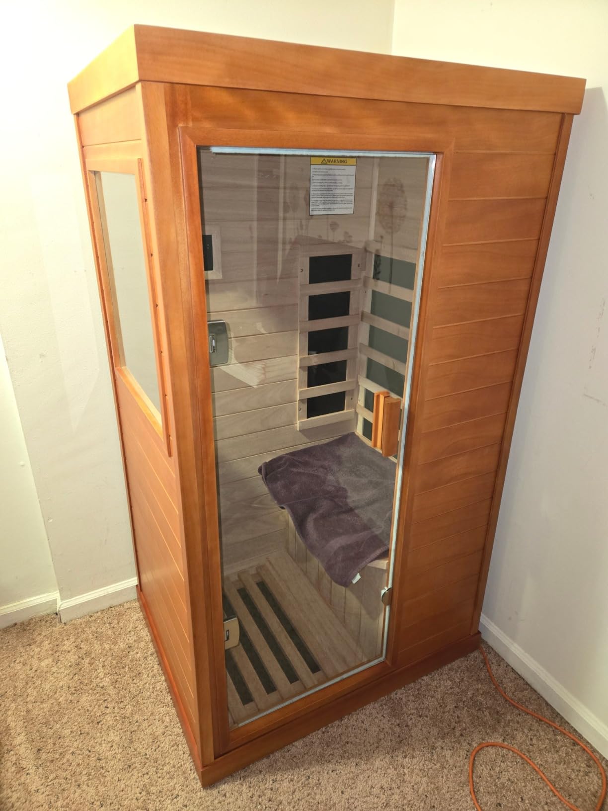 Infrared Sauna, Far Infrared Saunas for Home, Low EMF 1 Person Sauna Indoor Sauna Room Dry Sauna with Bluetooth Speakers 7 Color Light Therapy Fast Heating Easy Assembly 1065W/110V 31.5*31.5*63 IN customer photo 2