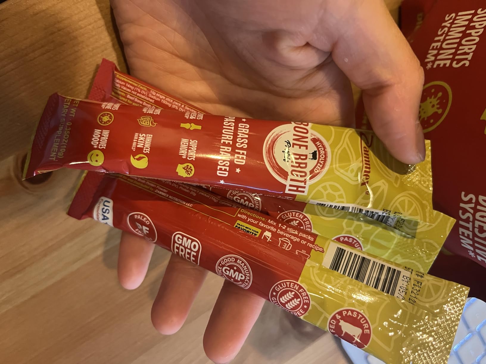 Zammex Bone Broth Packets-18g Collagen Protein-Beef Bone Broth Powder to Go-30 Travel Stick Packets-Supports Skin Nails Joints, Gut Health | Gluten-Free |Keto & Paleo Friendly (15 Servings) customer photo 1