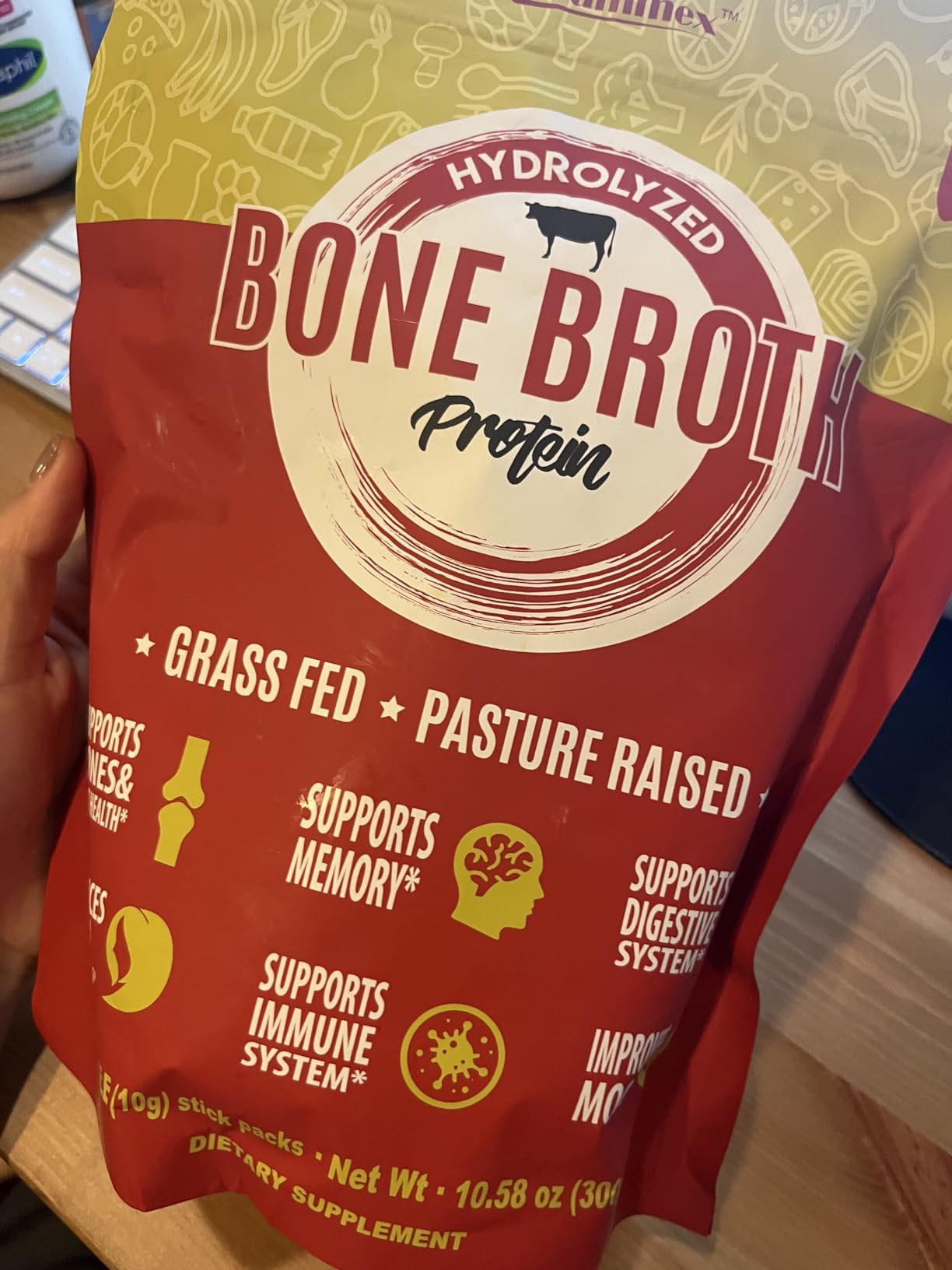 Zammex Bone Broth Packets-18g Collagen Protein-Beef Bone Broth Powder to Go-30 Travel Stick Packets-Supports Skin Nails Joints, Gut Health | Gluten-Free |Keto & Paleo Friendly (15 Servings) customer photo 2