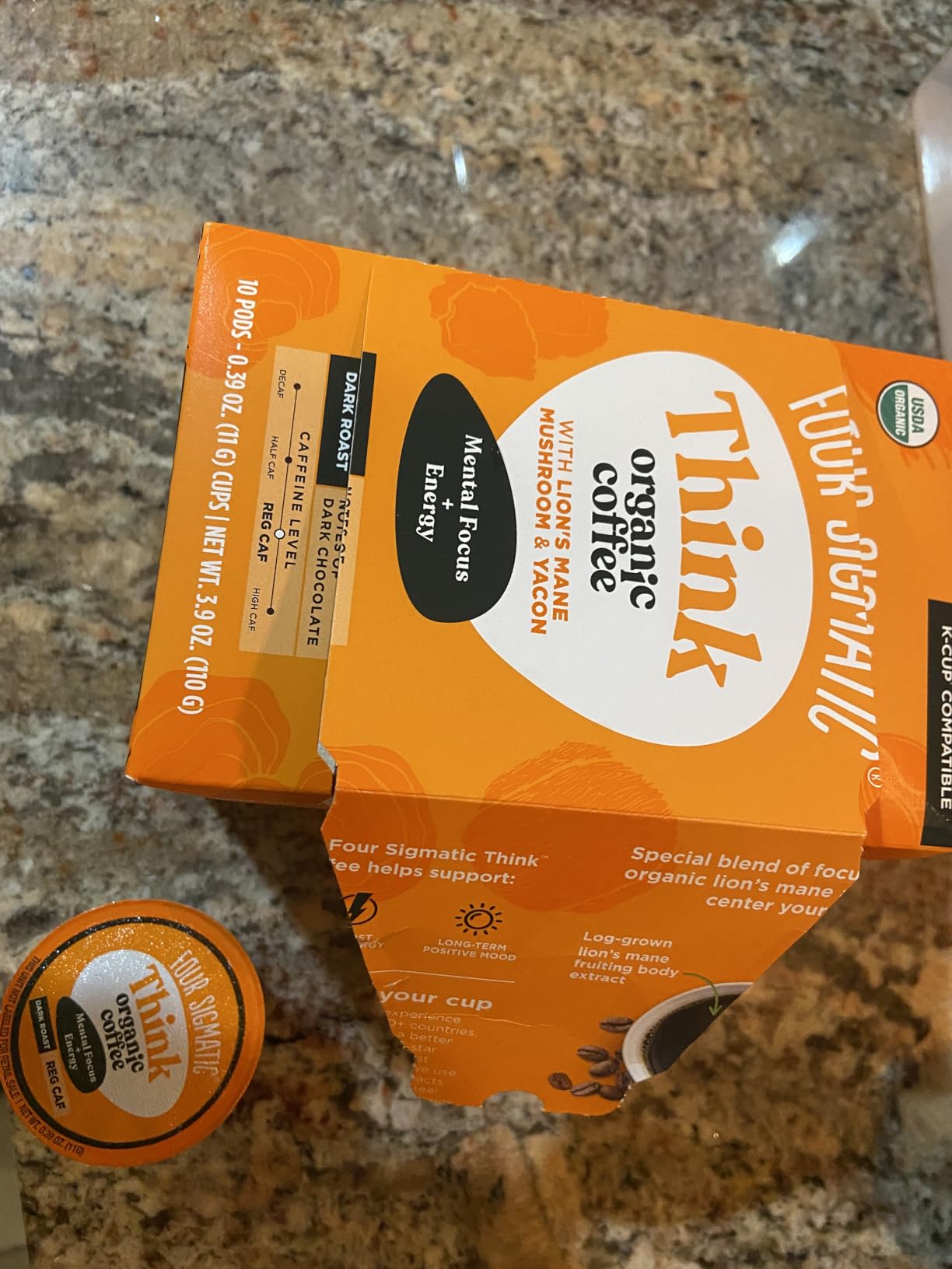 Four Sigmatic Mushroom Coffee K-Cups | Organic Dark Roast Coffee with Lion's Mane Mushroom Powder & Yacon | Focus & Immune Support | Vegan & Keto | Sustainable Pods | 10 Count customer photo 1