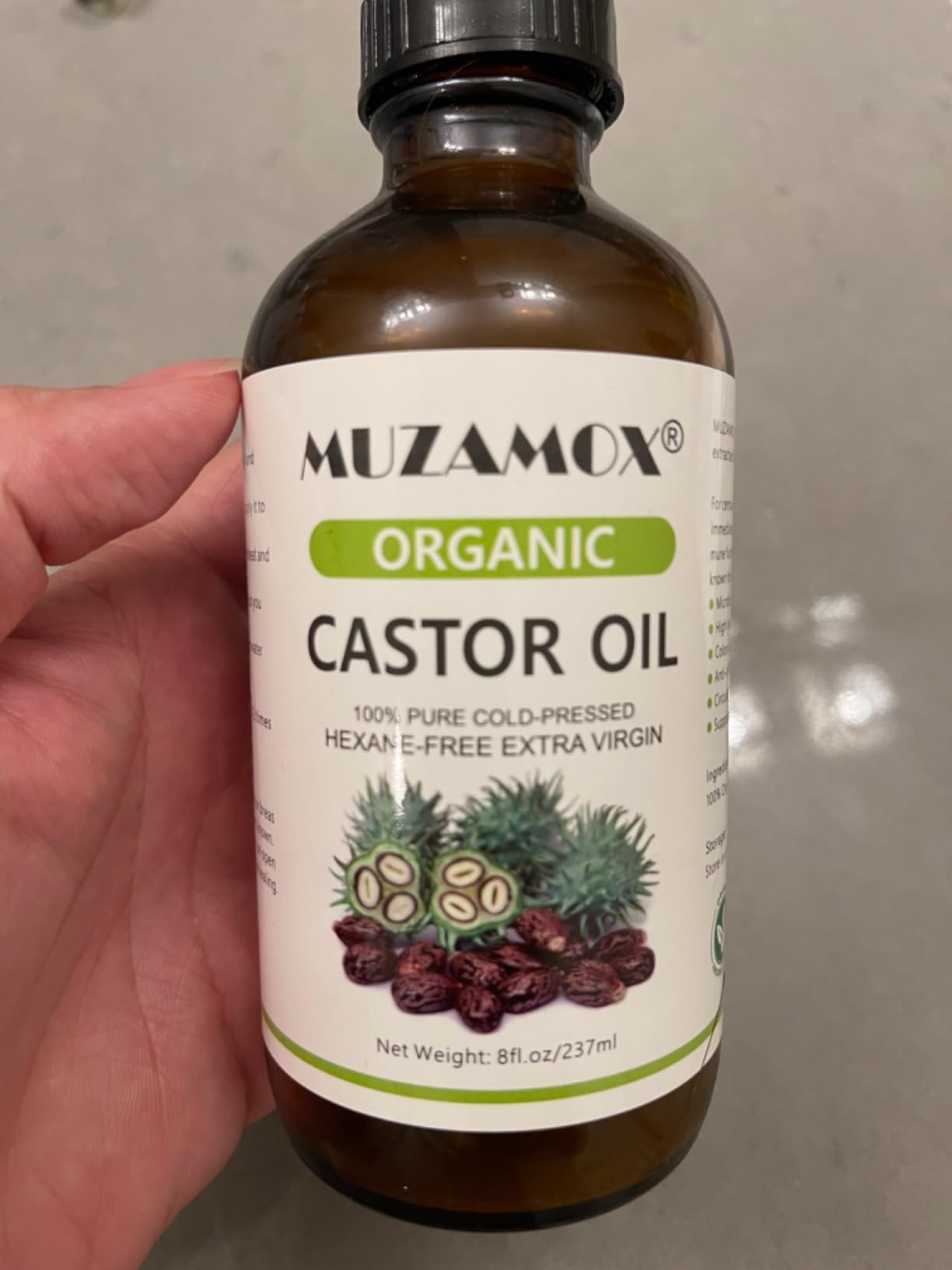 MUZAMOX Castor Oil Pack Wrap & 8fl.oz Glass Bottle Set, Organic Cold-Pressed Unrefined Castor Oil Included customer photo 1