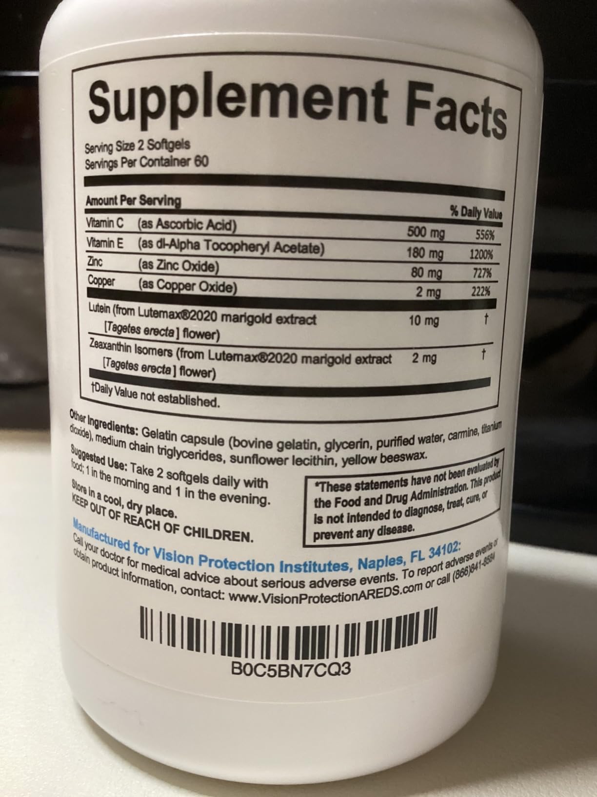 VISION PROTECTION AREDS 2 Eye Vitamin & Mineral Supplement for Ocular Health, Natural Eye Institute AREDS 2 Study Formula with Lutein, Vitamin C, & Zeaxanthin, 120 Mini Softgels customer photo 1