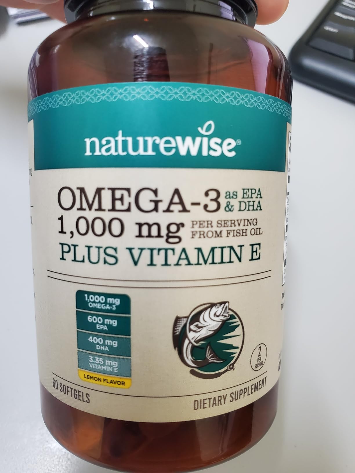 NatureWise Extra-Strength Omega 3 Fish Oil Supplement - 1000mg per Serving - 600 EPA & 400 DHA and Vitamin E - Sustainably Sourced Fish Oil - Lemon Flavor - 60 Softgels (1-Month Supply) customer photo 1