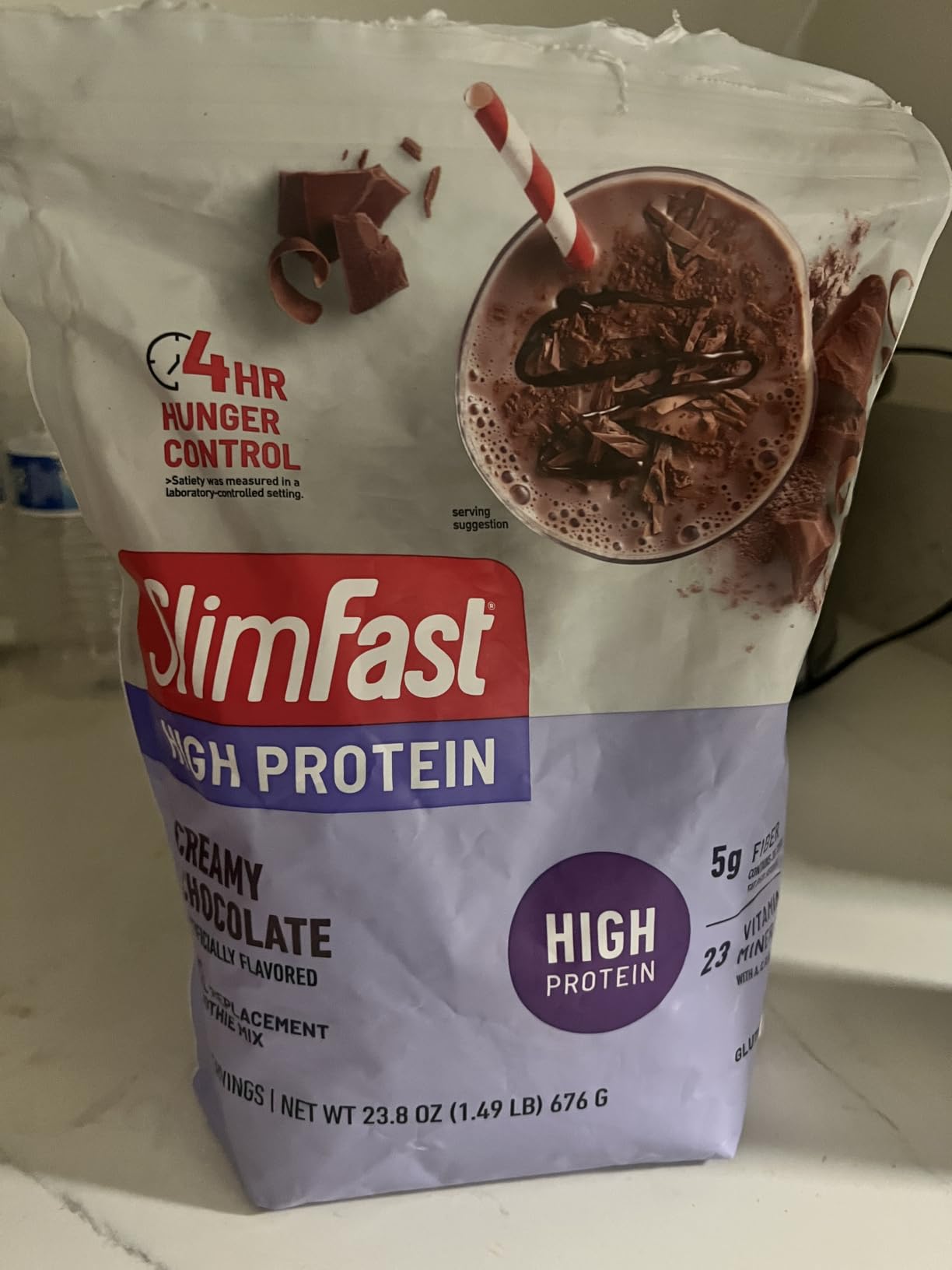 SlimFast High Protein Meal Replacement Powder, Advanced Nutrition Smoothie Mix with Vitamin and Mineral Blend, Gluten Free, Creamy Milk Chocolate, 26 Servings customer photo 2
