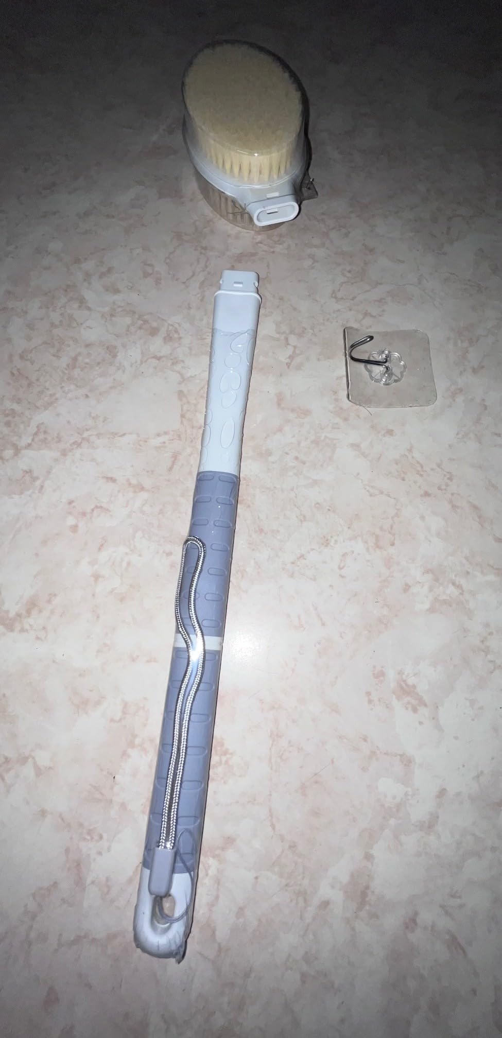 Back Scrubber Body Shower Brush: Anti Slip Long Handle Bath Brush with Stiff and Soft Bristles - Showering Exfoliator Wet or Dry Brushing for Women, Men, Elderly (Blue) customer photo 1