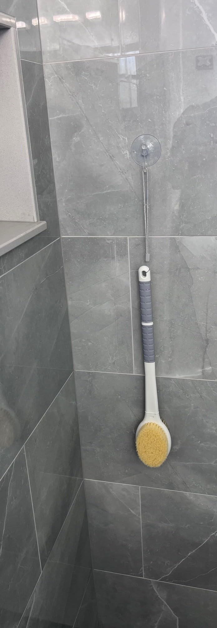 Back Scrubber Body Shower Brush: Anti Slip Long Handle Bath Brush with Stiff and Soft Bristles - Showering Exfoliator Wet or Dry Brushing for Women, Men, Elderly (Blue) customer photo 2