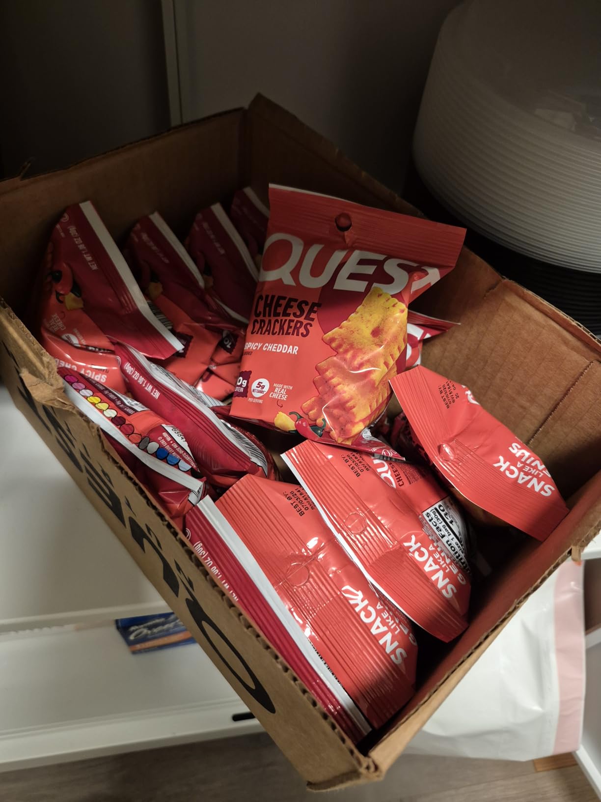 Quest Nutrition Cheese Crackers, Spicy Cheddar Blast, 10g of Protein, Low Carb, Made with Real Cheese, 12 Count (1.06 oz Bags) customer photo 1