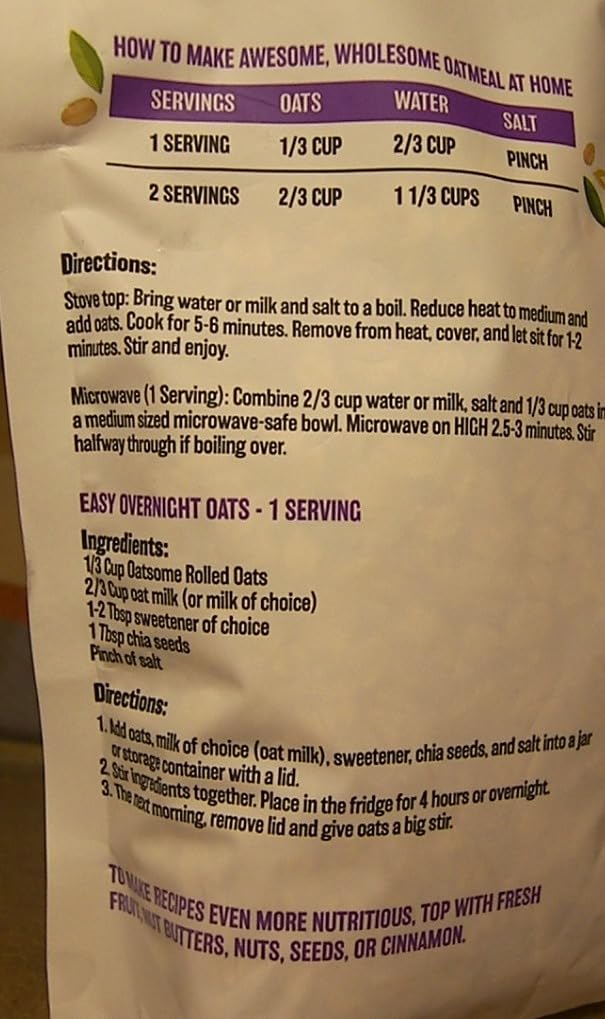 Oatsome Organic Rolled Oats, 1lb Bag - Gluten-Free, Whole Grain Oats for Oatmeal, Baking, & Granola customer photo 2