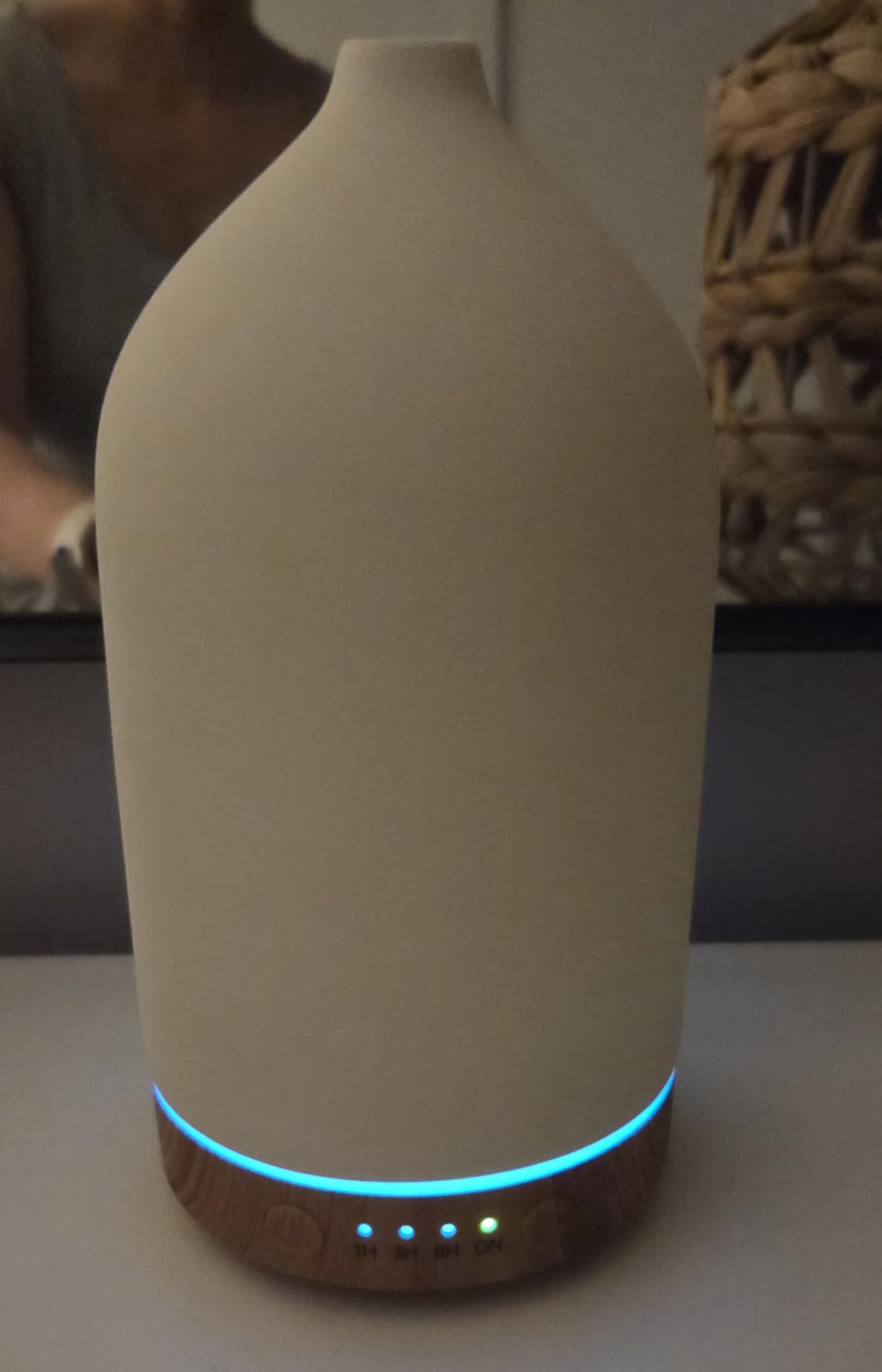 Gooamp 200ML Ceramic Essential Oil Diffuser for Home, Stone Diffuser | Ultrasonic Aromatherapy Diffuser & Air Humidifier for Bedroom, Office, Yoga, 7 LED Lights, Auto Shut-Off, 3 Timers, Wood Grain customer photo 2