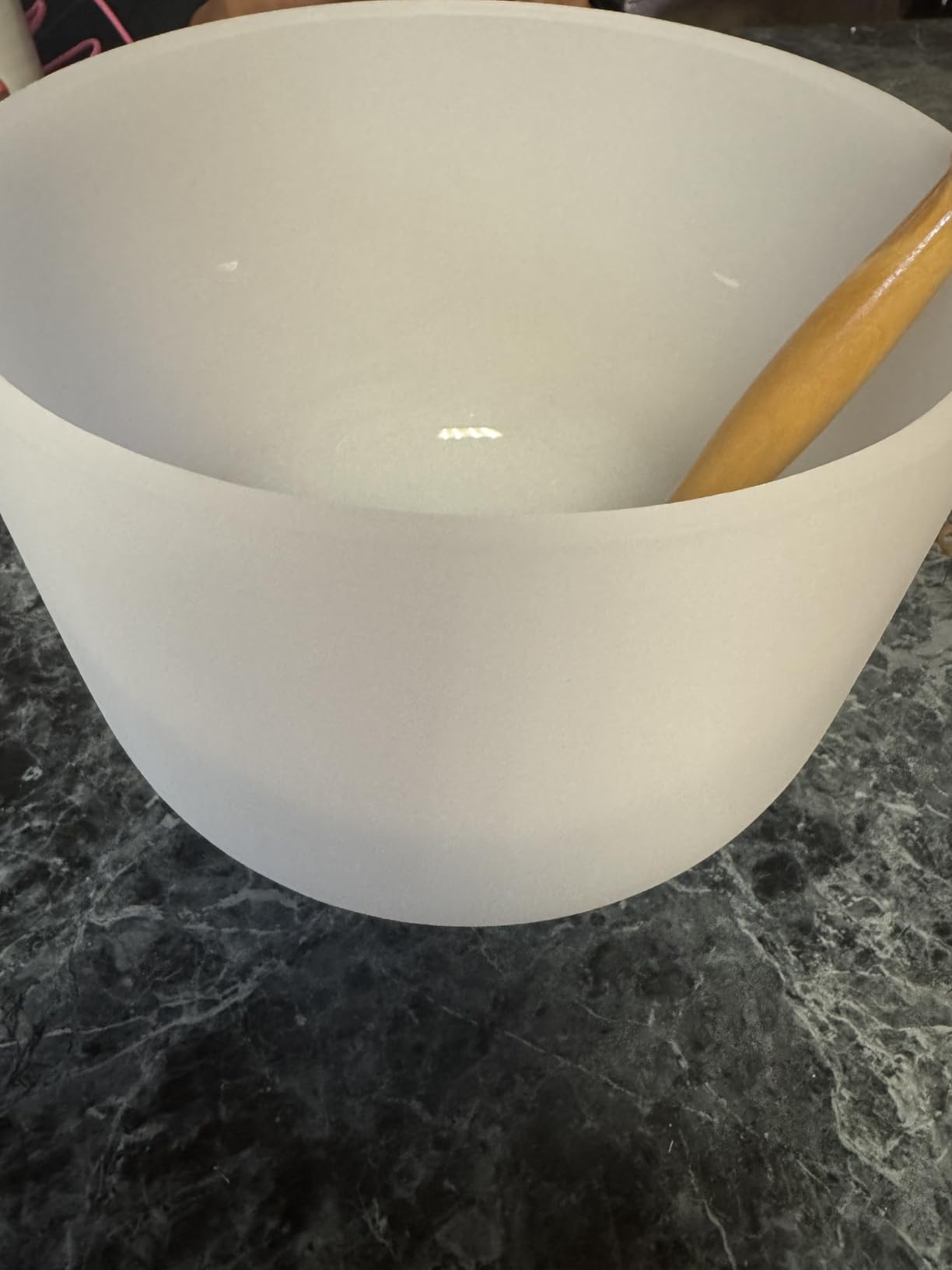 Singing Bowl 8 Inch E Note Solar Plexus Chakra Frosted Quartz Crystal Sound Bowl Mallet and O-ring For Sound Healing Meditation customer photo 1