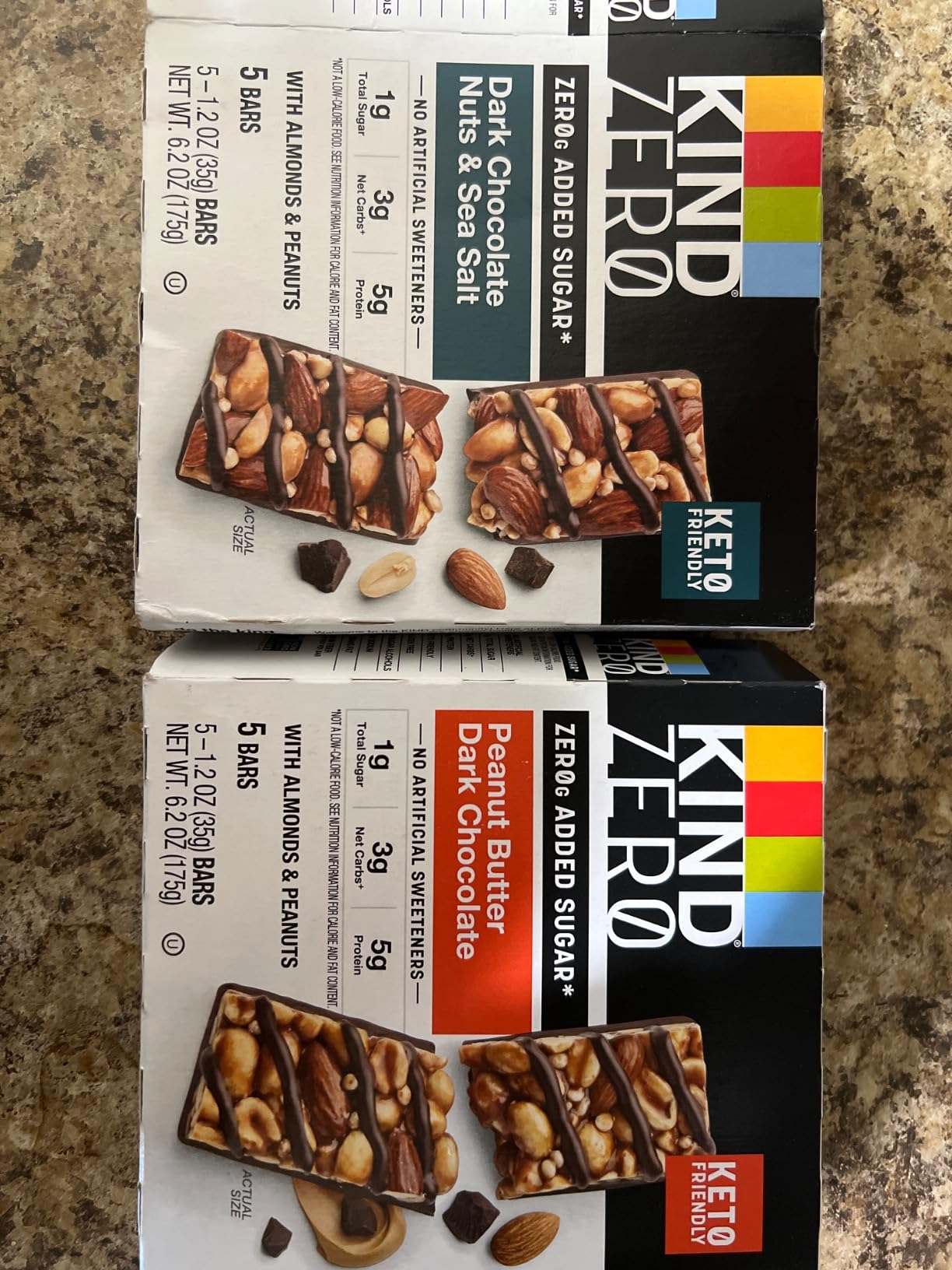 Kind Zero Added Sugar Healthy Snacks Bars, Dark Chocolate Nuts & Sea Salt, Gluten Free, High Fiber, Keto Snacks, 5g Protein, 5 Count customer photo 2