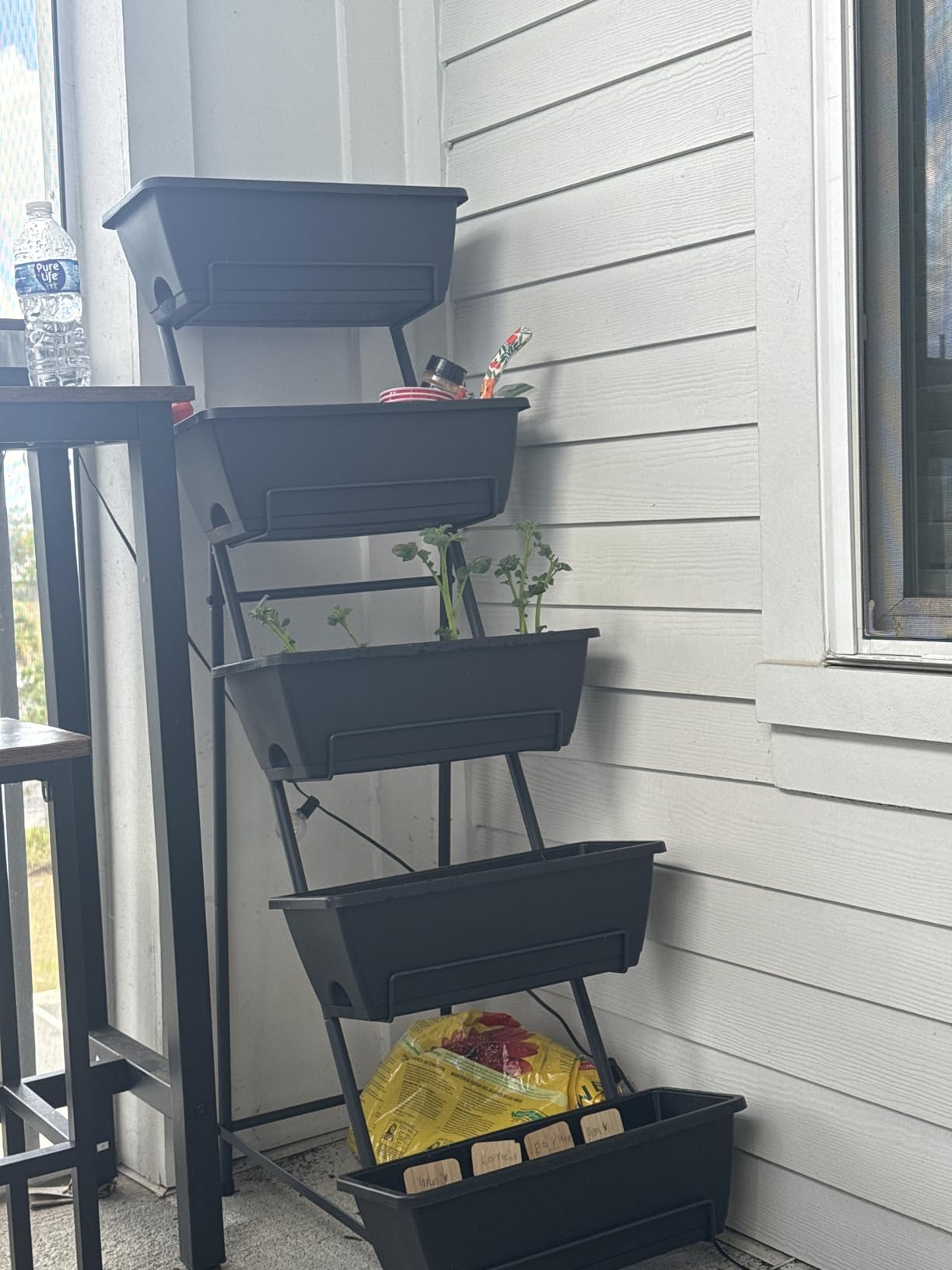 5 Tier Vertical Raised Garden Bed Planter Box, Vertical Raised Bed with Drainage Holes for Indoor Outdoor Herbs Flowers Vegetables Plants, Black customer photo 1