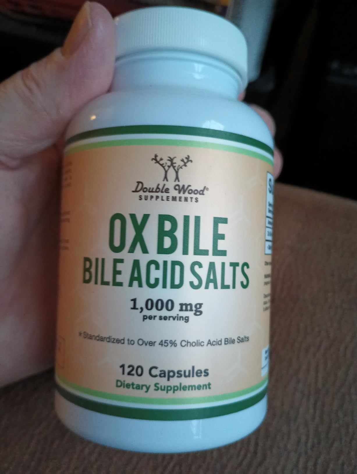 Ox Bile Supplement for No Gallbladder (1,000mg Per Serving, 500mg per Capsule, 120 Capsules) Standardized to 45% Cholic Acid Bile Salts by Double Wood customer photo 2