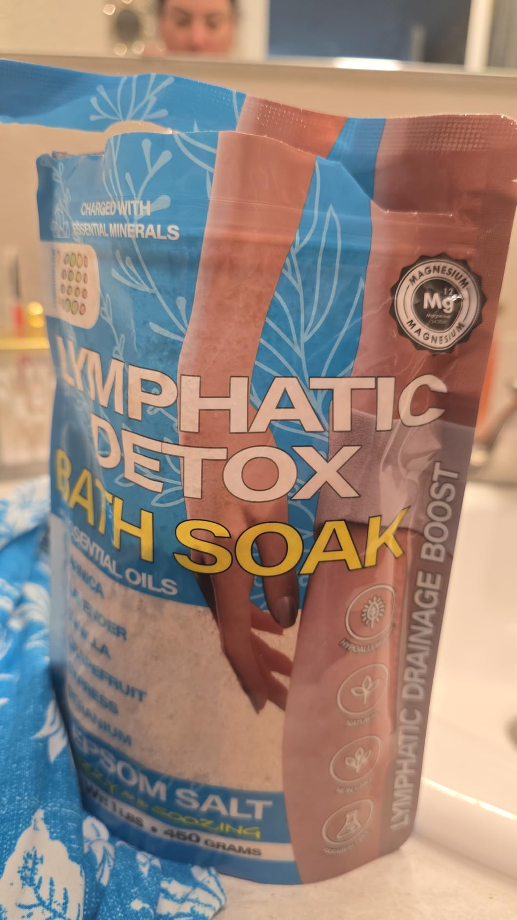 Bruizex Arnica Montana Bath Salts, Espom Salt Bath Soak for Lymphatic Drainage & Body Detox, Epsom Salts for Soaking with Essential Oils, Bath Salts for Pain Relief, Swelling & Post Surgery, 1 Lb customer photo 1