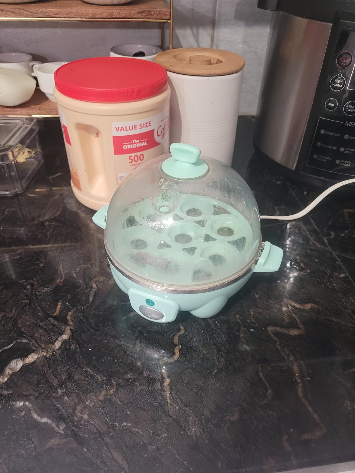 Tasty Mini Rapid Egg Cooker, 5-Egg Capacity for Perfect Hard Boiled Eggs or Omelets, Auto Shut Off, Yellow customer photo 1