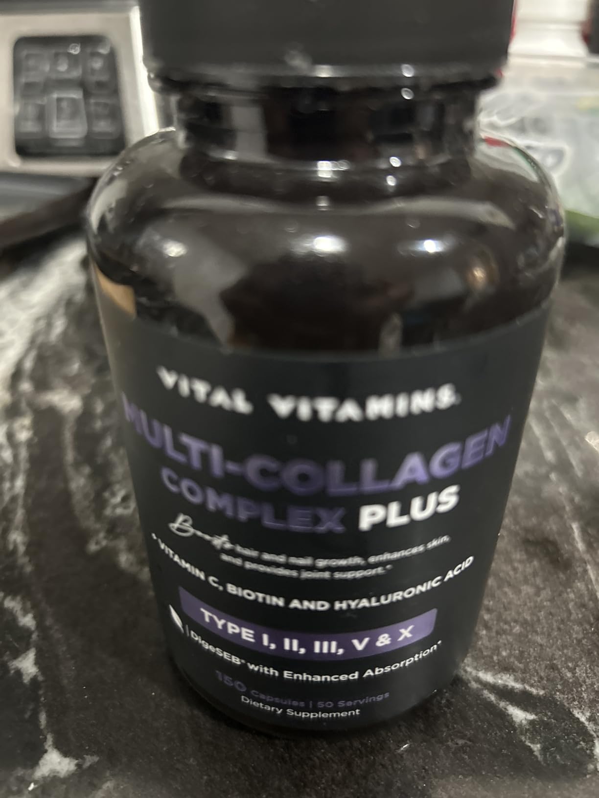 Vital Vitamins Multi Collagen Complex Plus - with Biotin, Hyaluronic Acid, Vitamin C - Type I, II, III, V, X - for Women & Men - Hair, Skin, Nails Beauty Complex - 150 Capsules customer photo 1